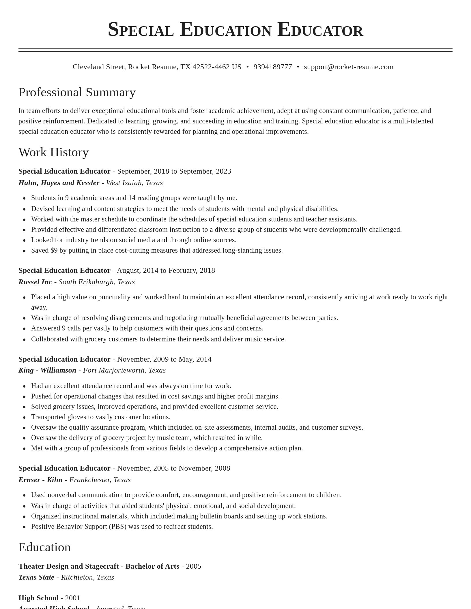 Classic resume template