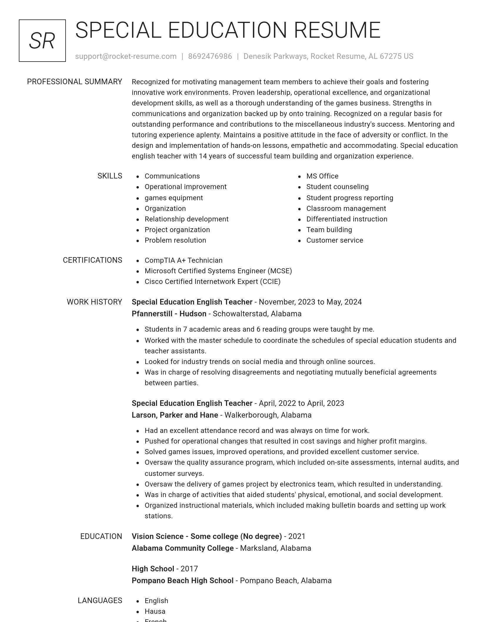 Renowned resume template