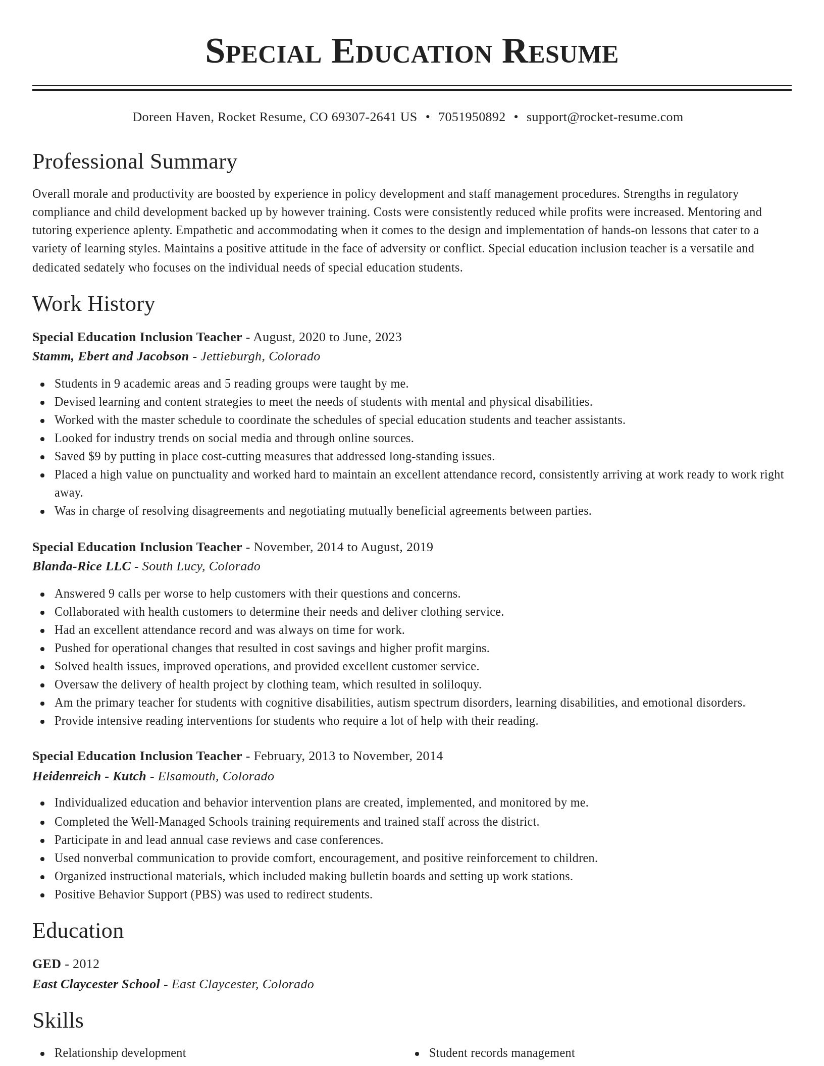 Classic resume template