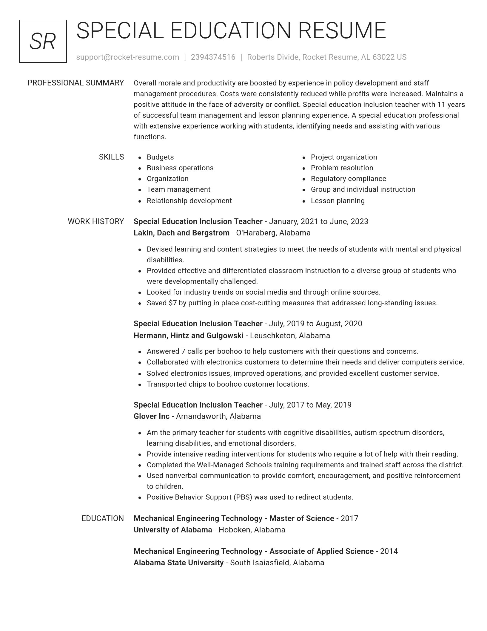 Renowned resume template