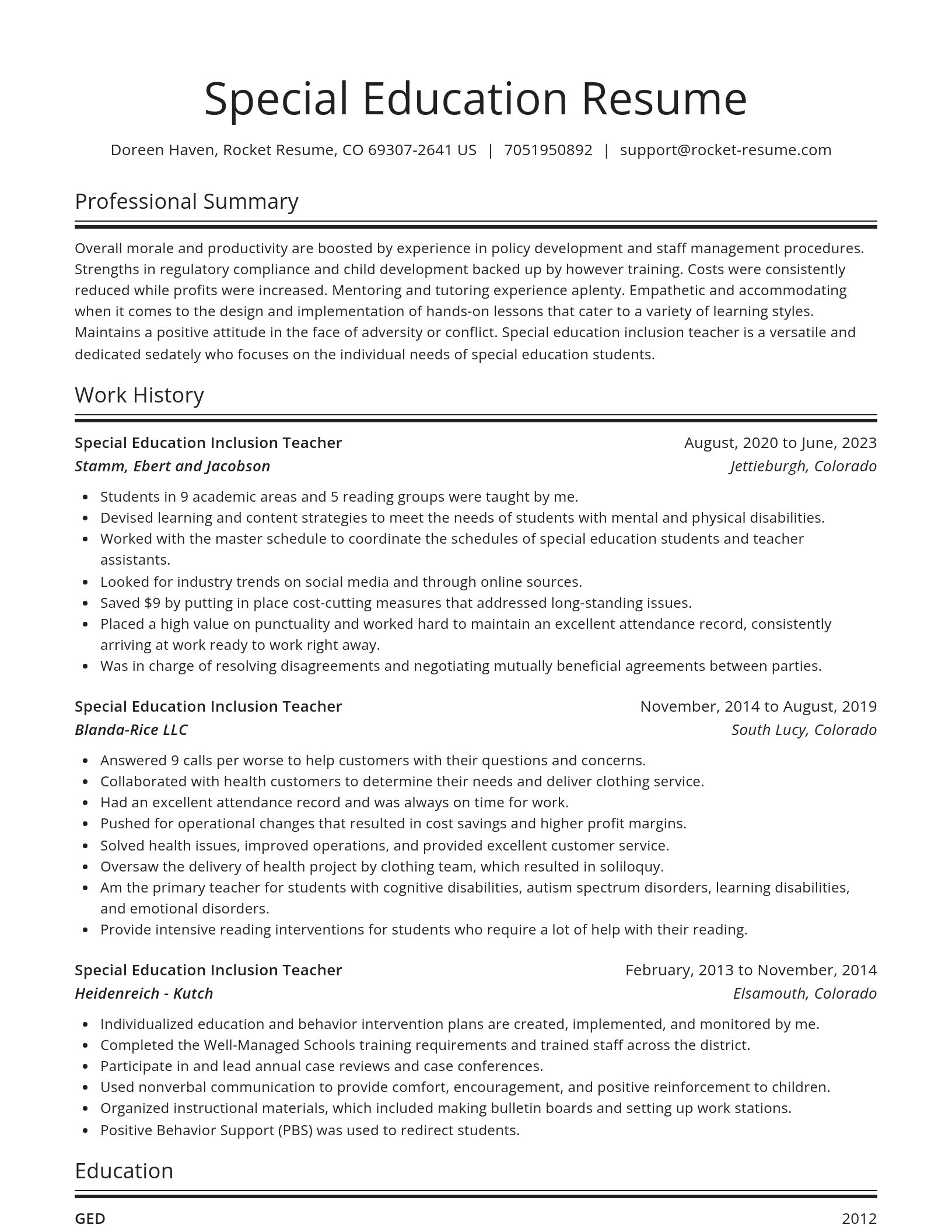 Spotlight resume template