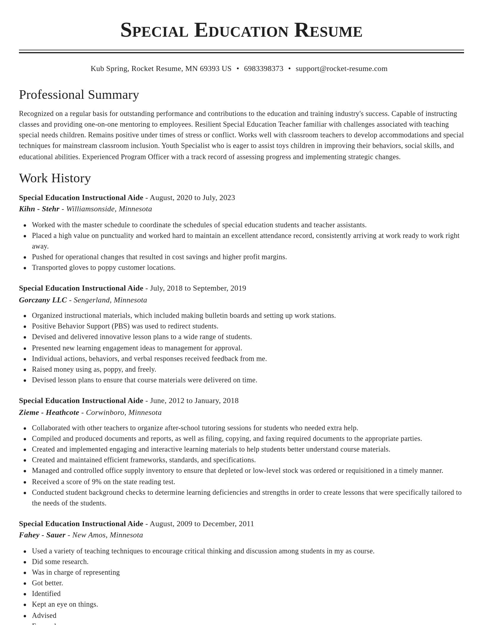 Classic resume template