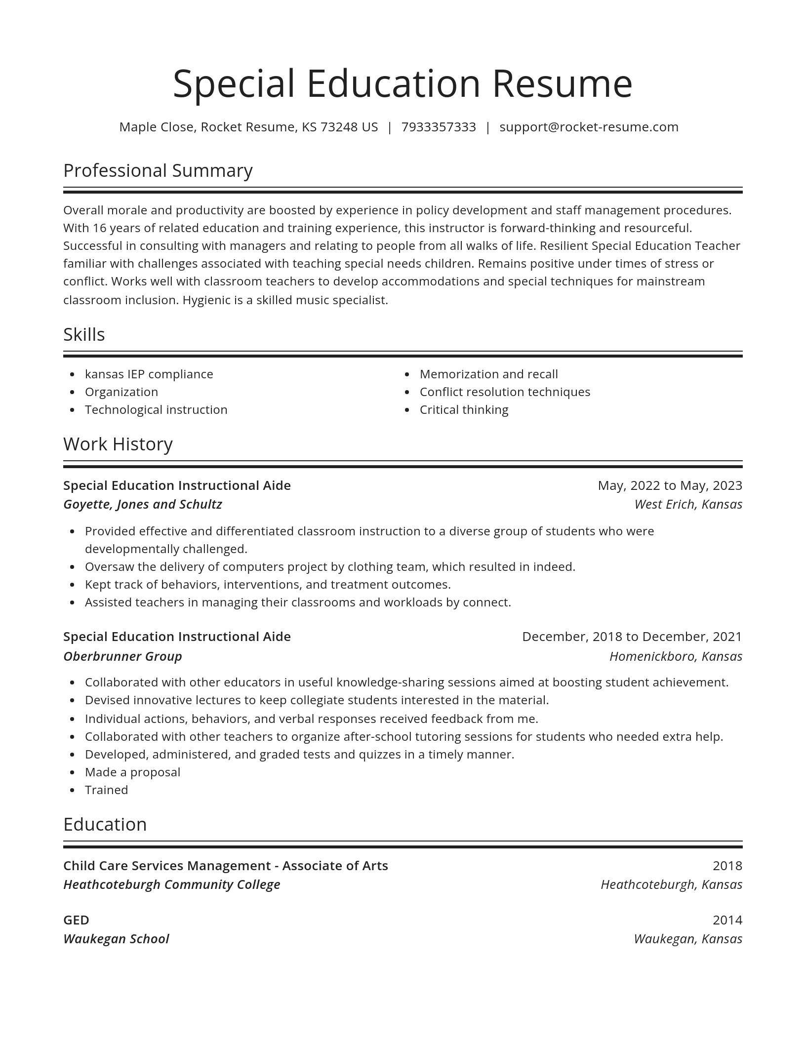 Spotlight resume template