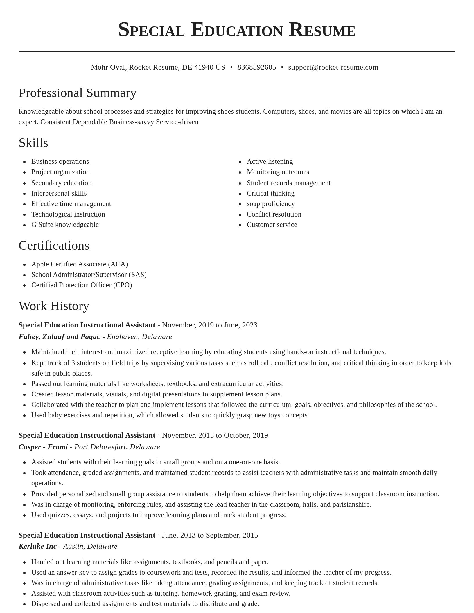 Classic resume template