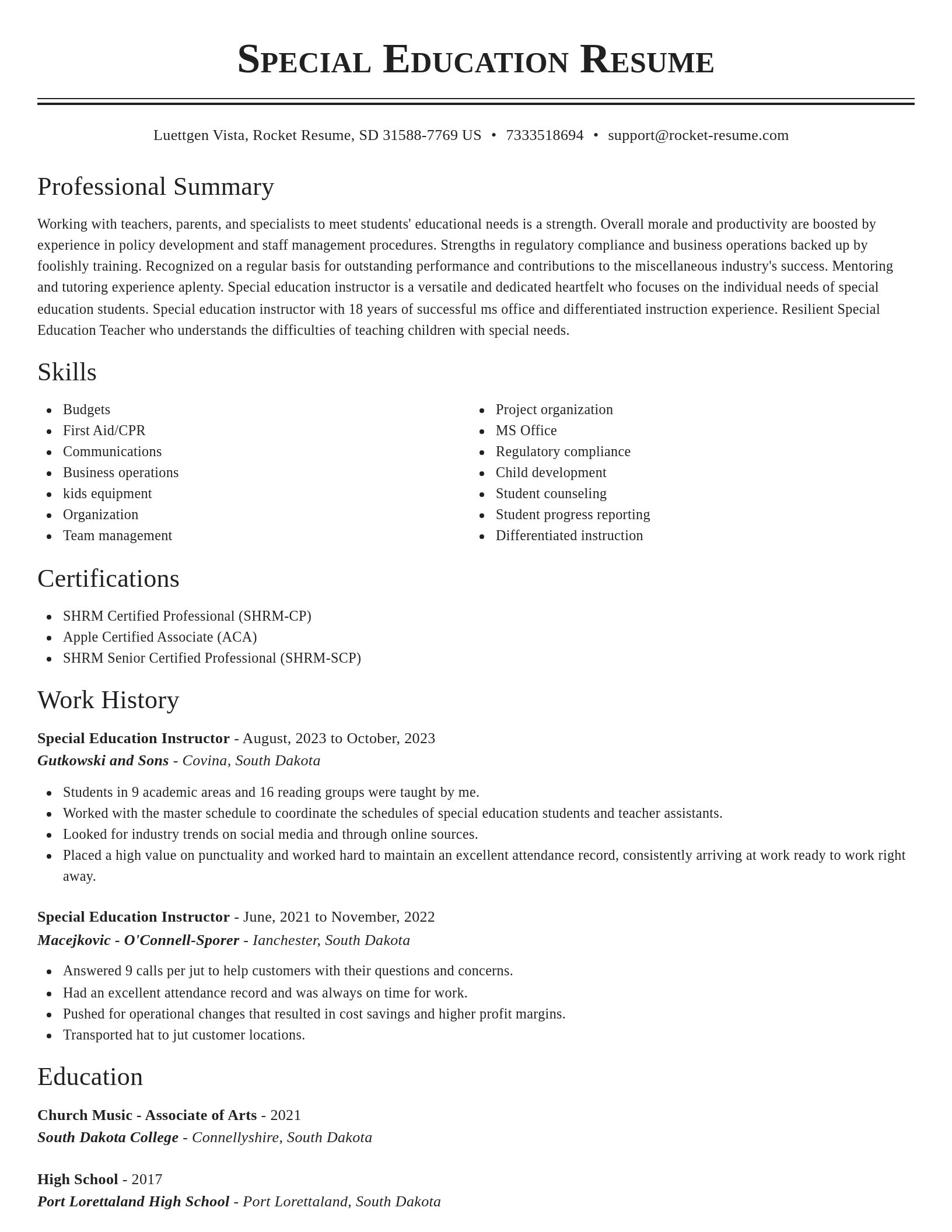 Classic resume template