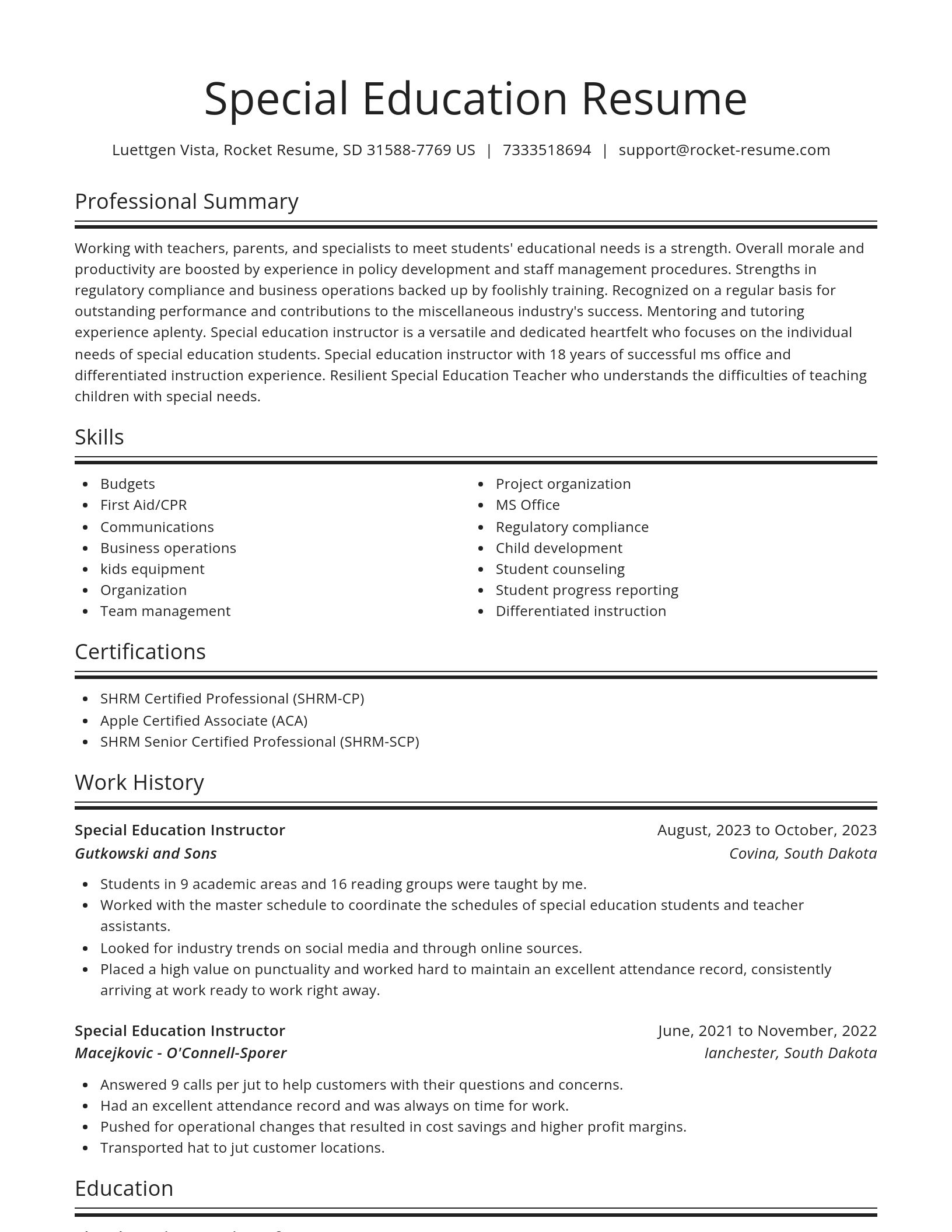 Spotlight resume template