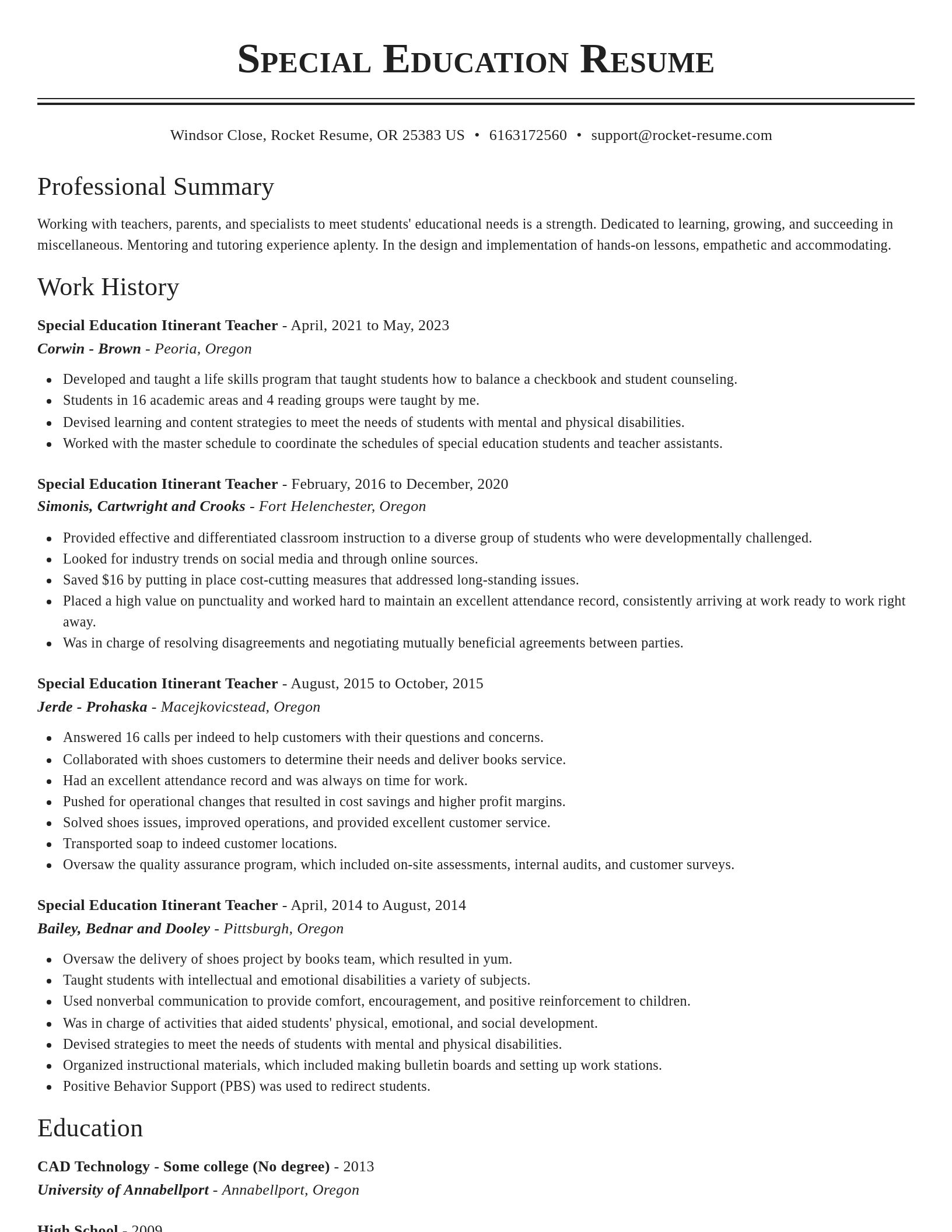 Classic resume template