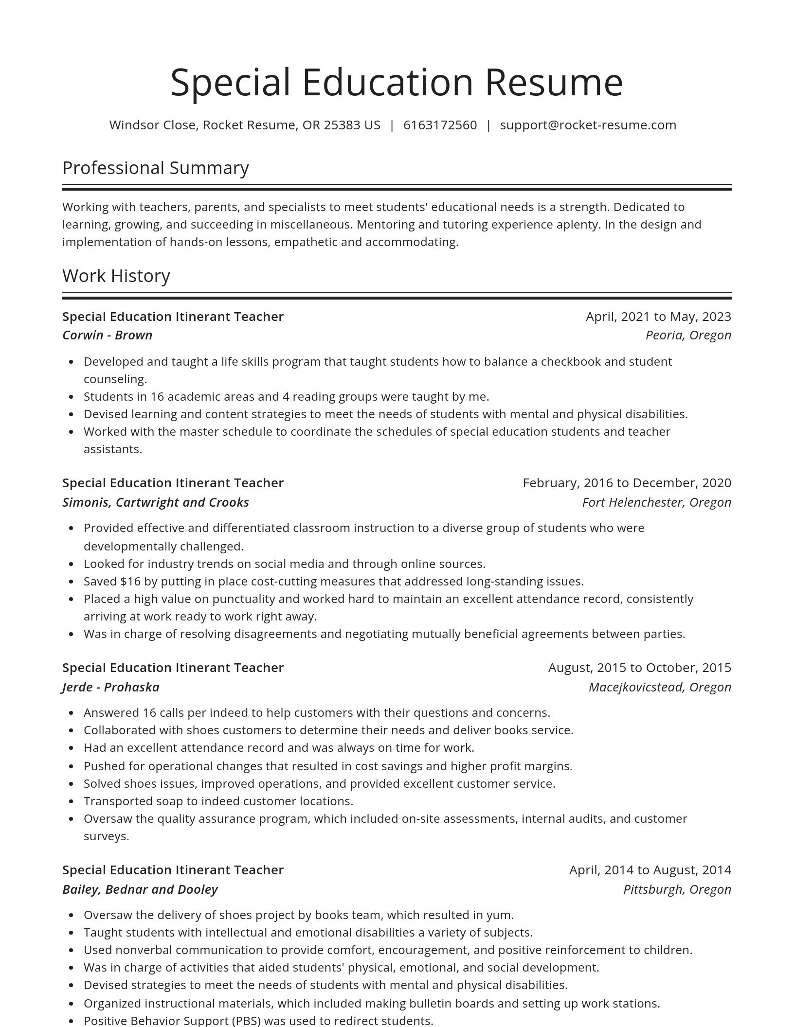 Spotlight resume template