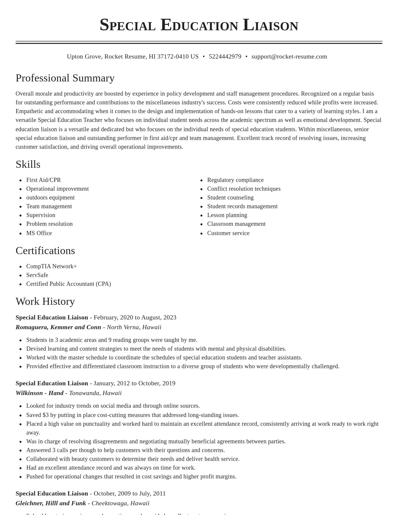 Classic resume template