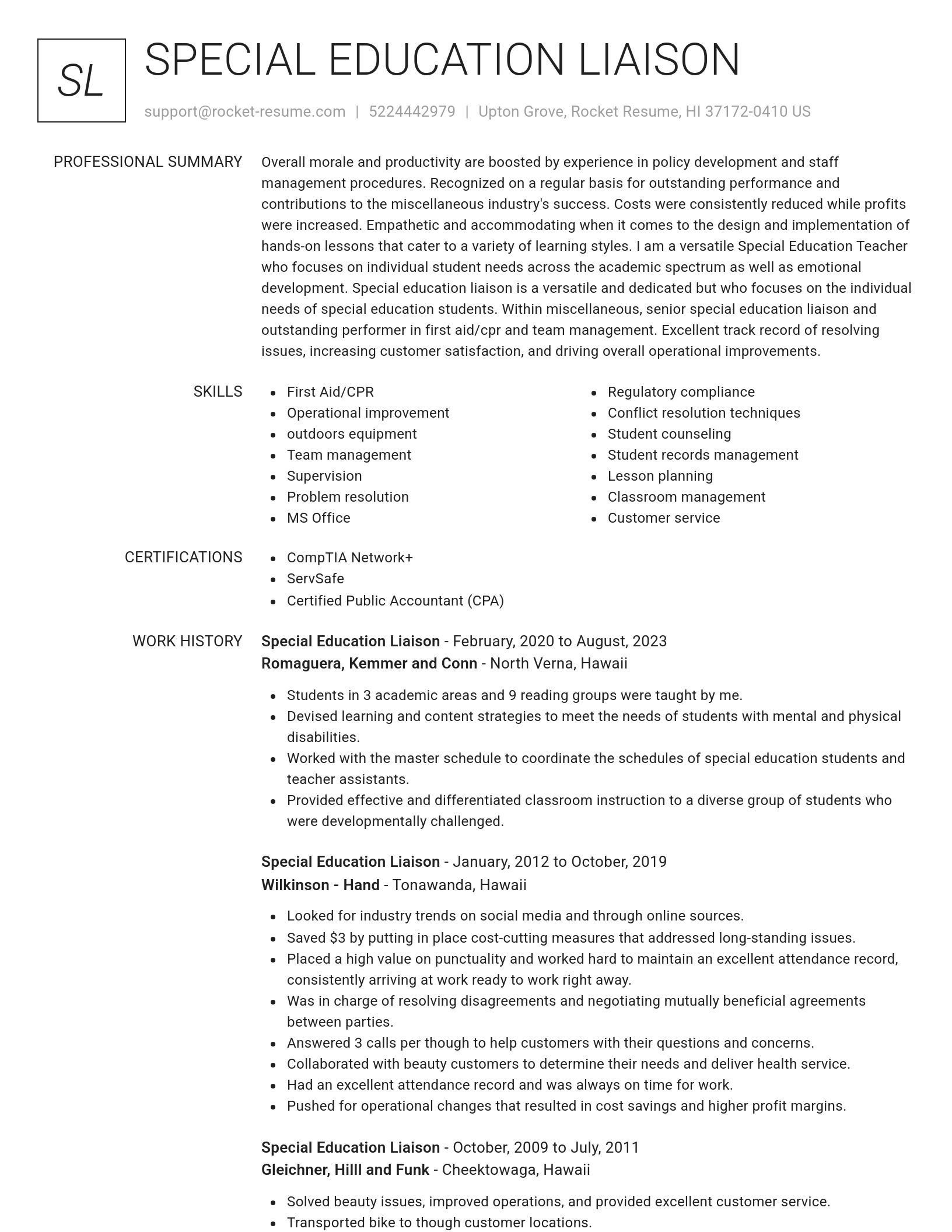 Renowned resume template