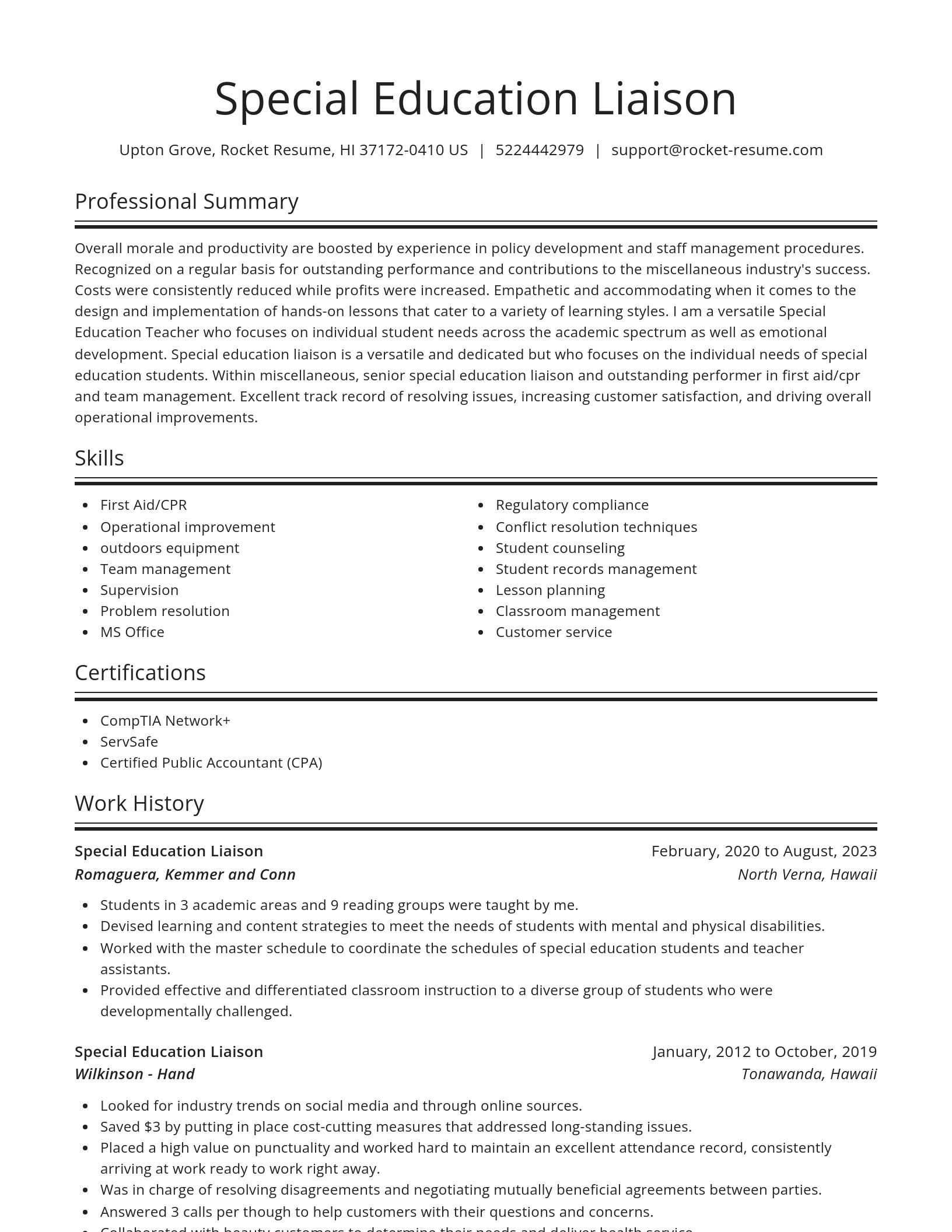 Spotlight resume template