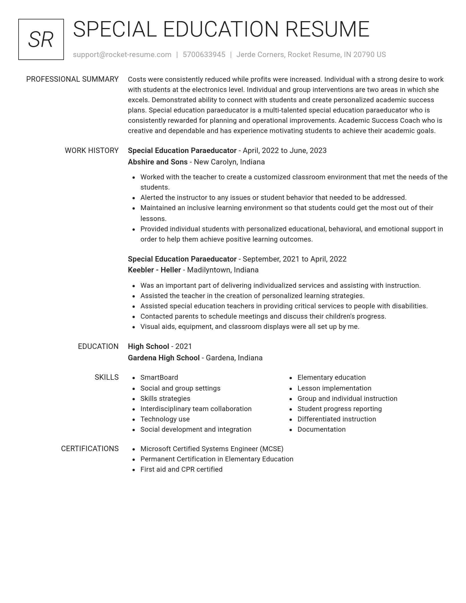 Renowned resume template