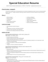 Special Education Paraprofessional resume template