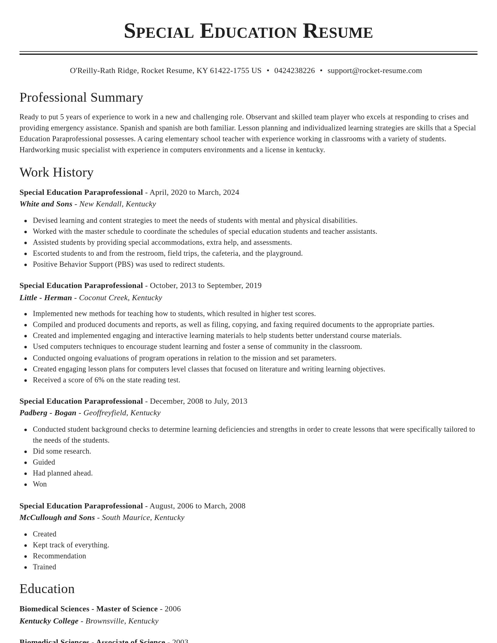 Classic resume template