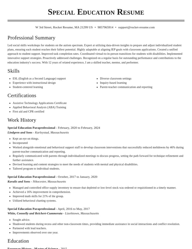 Classic resume template