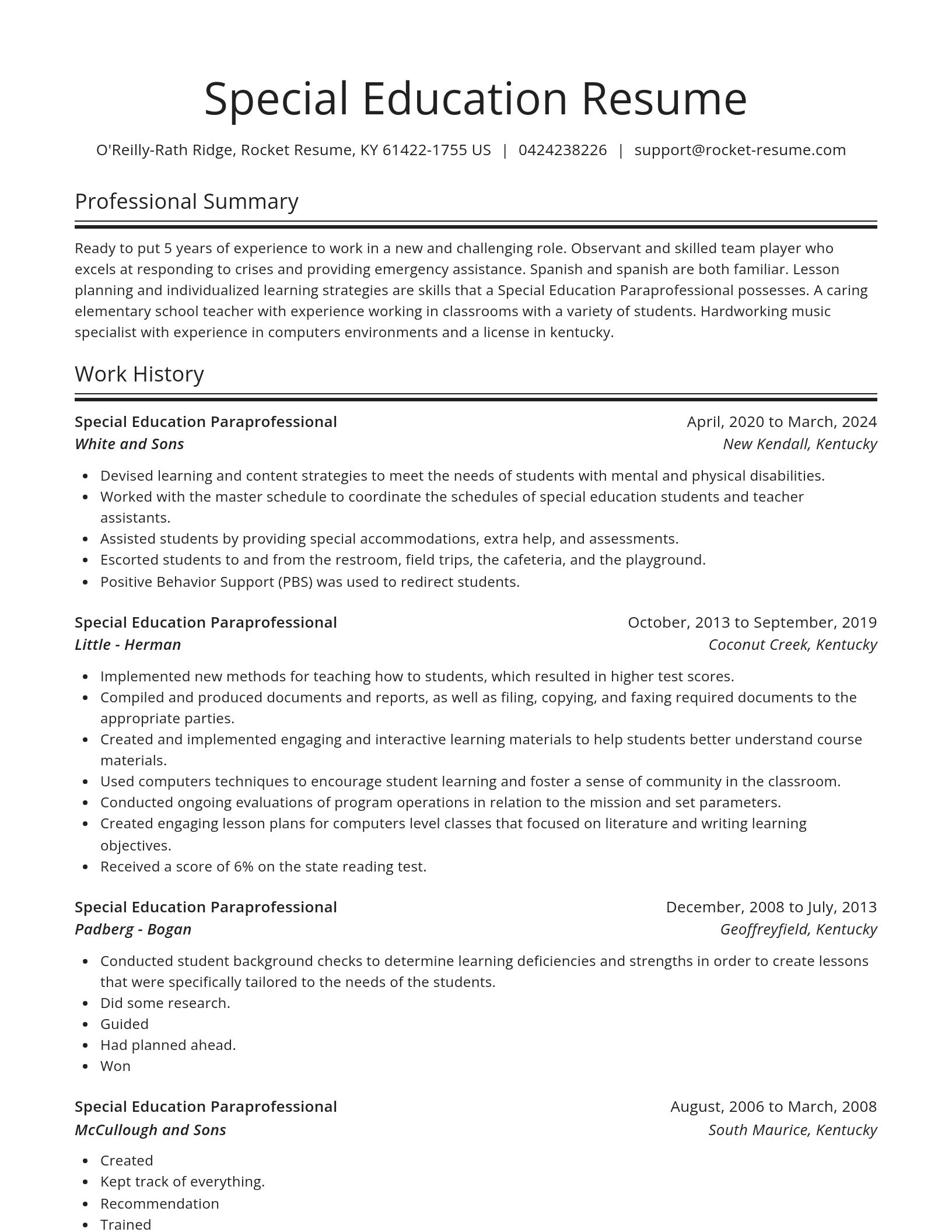 Spotlight resume template