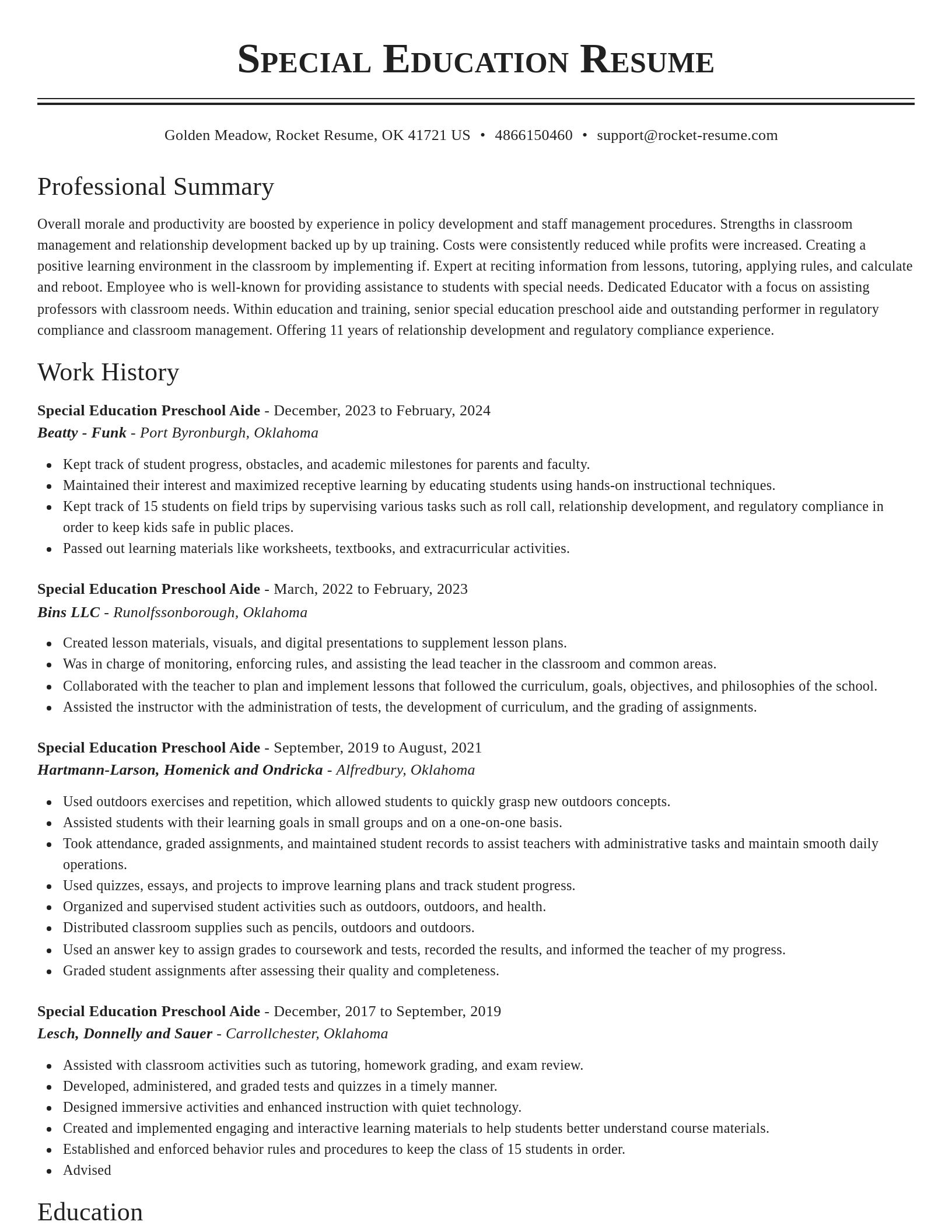 Classic resume template