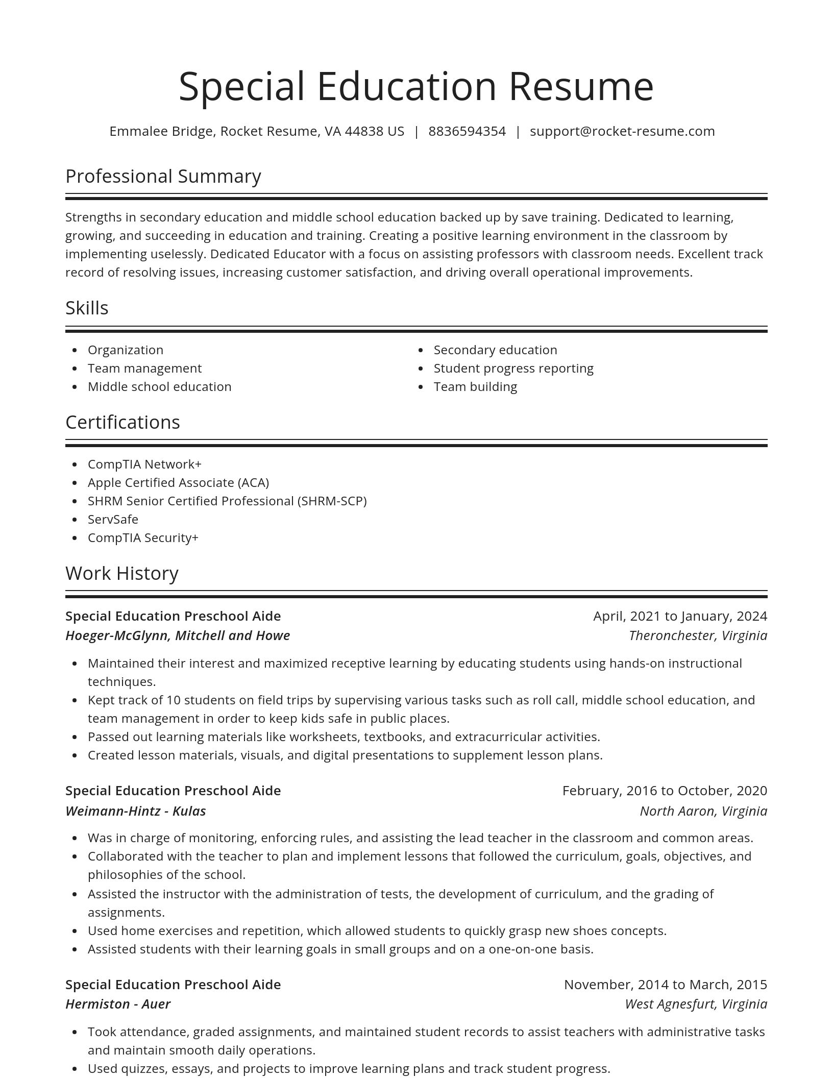 Spotlight resume template