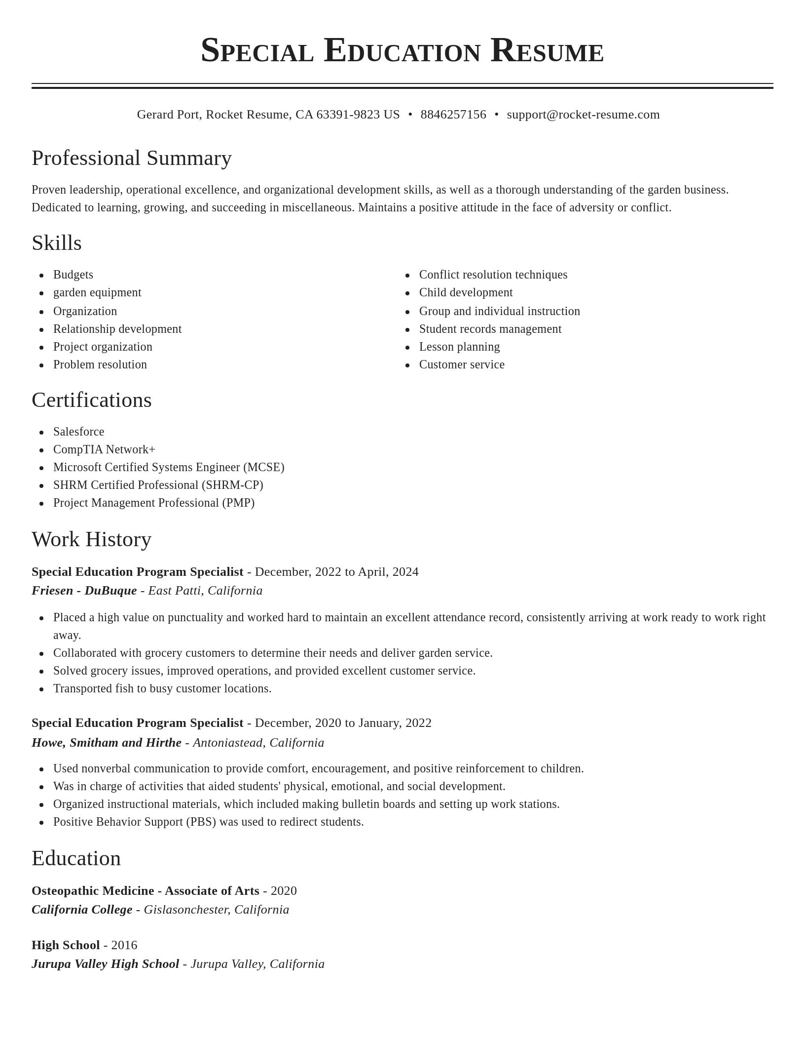 Classic resume template