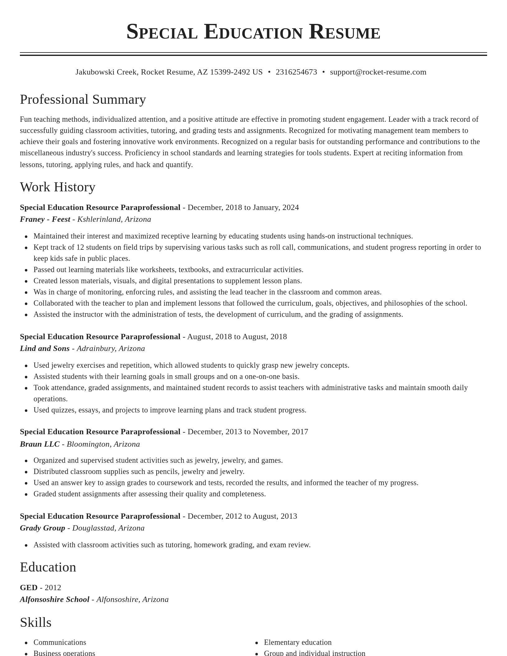 Classic resume template