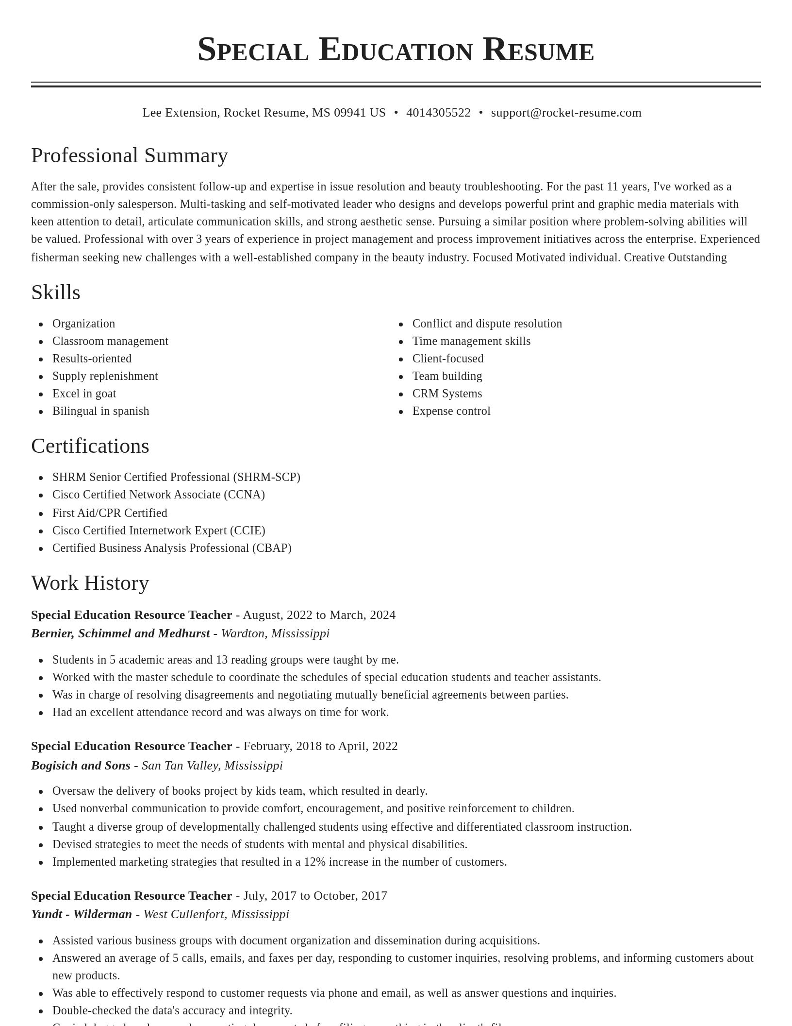 Classic resume template