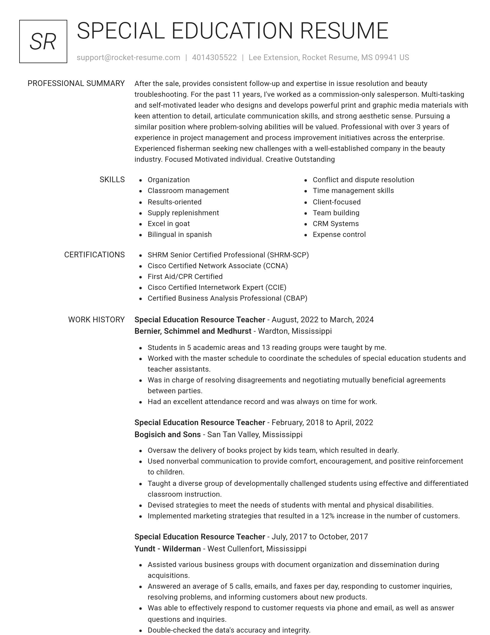 Renowned resume template