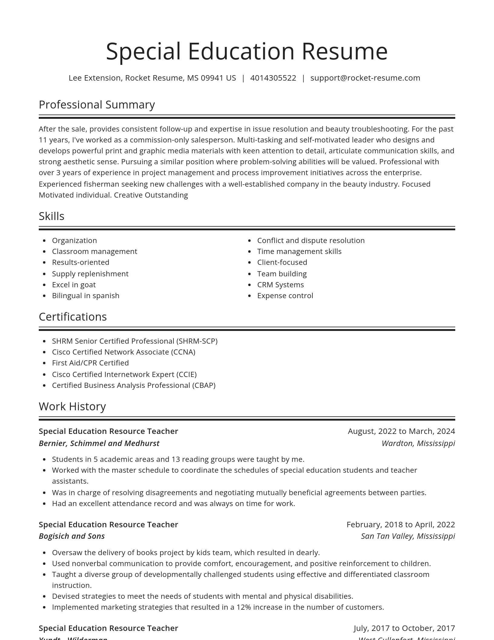 Spotlight resume template