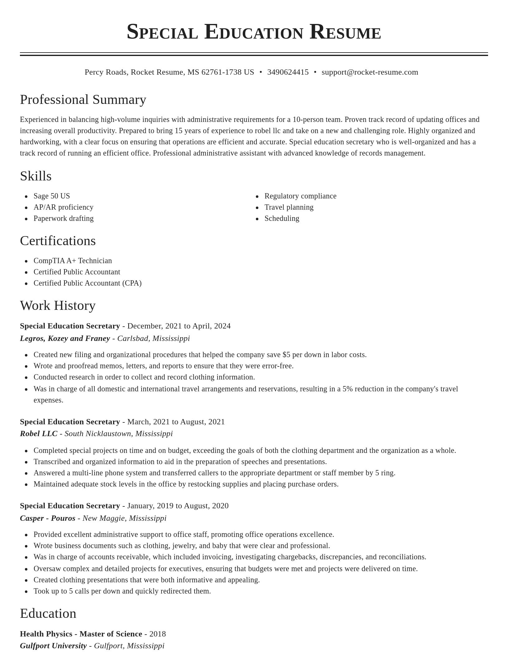 Classic resume template