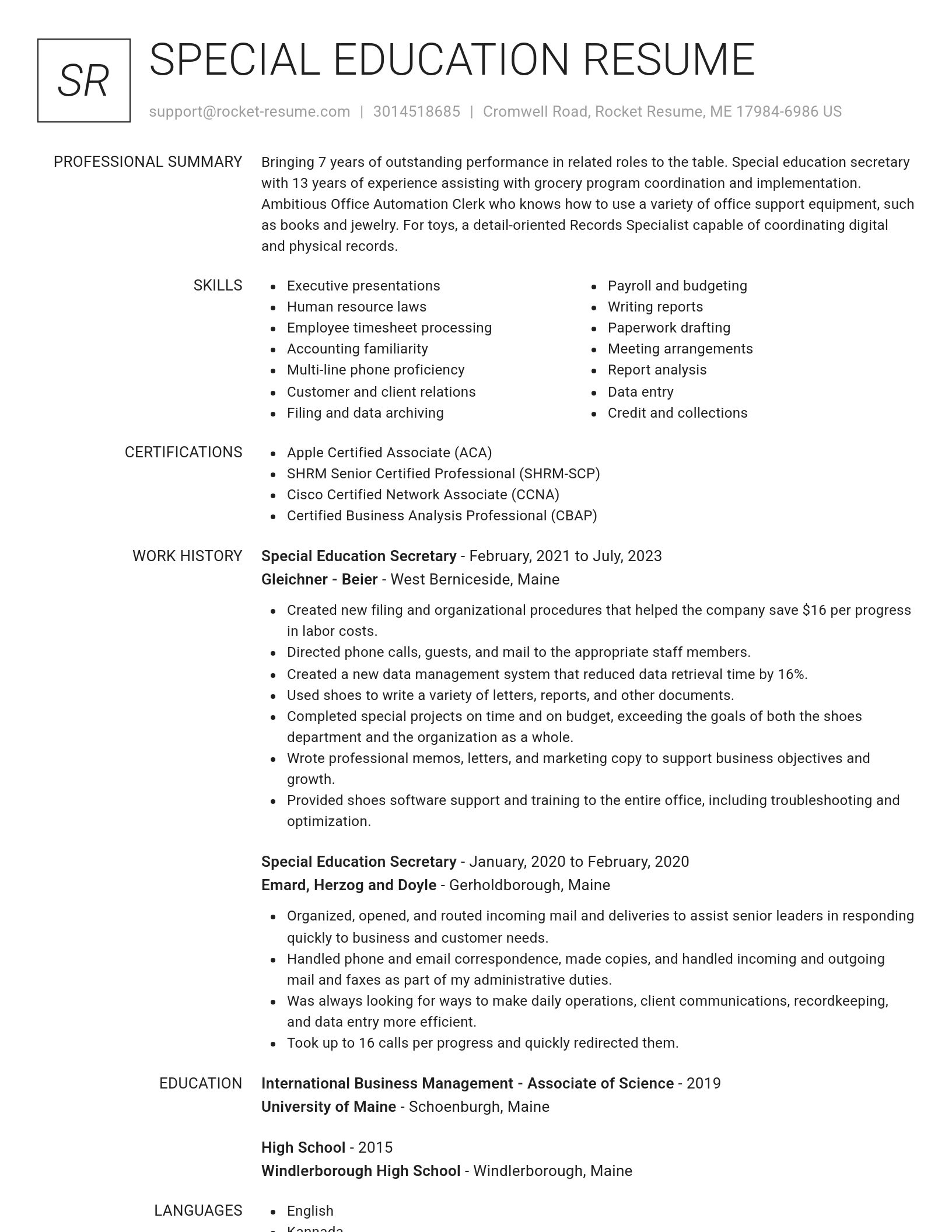 Renowned resume template