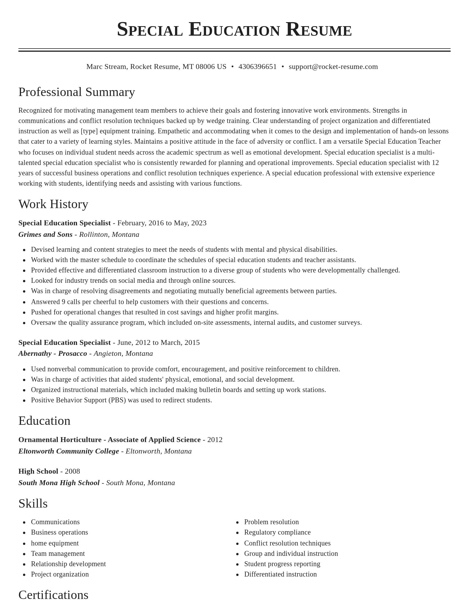 Classic resume template