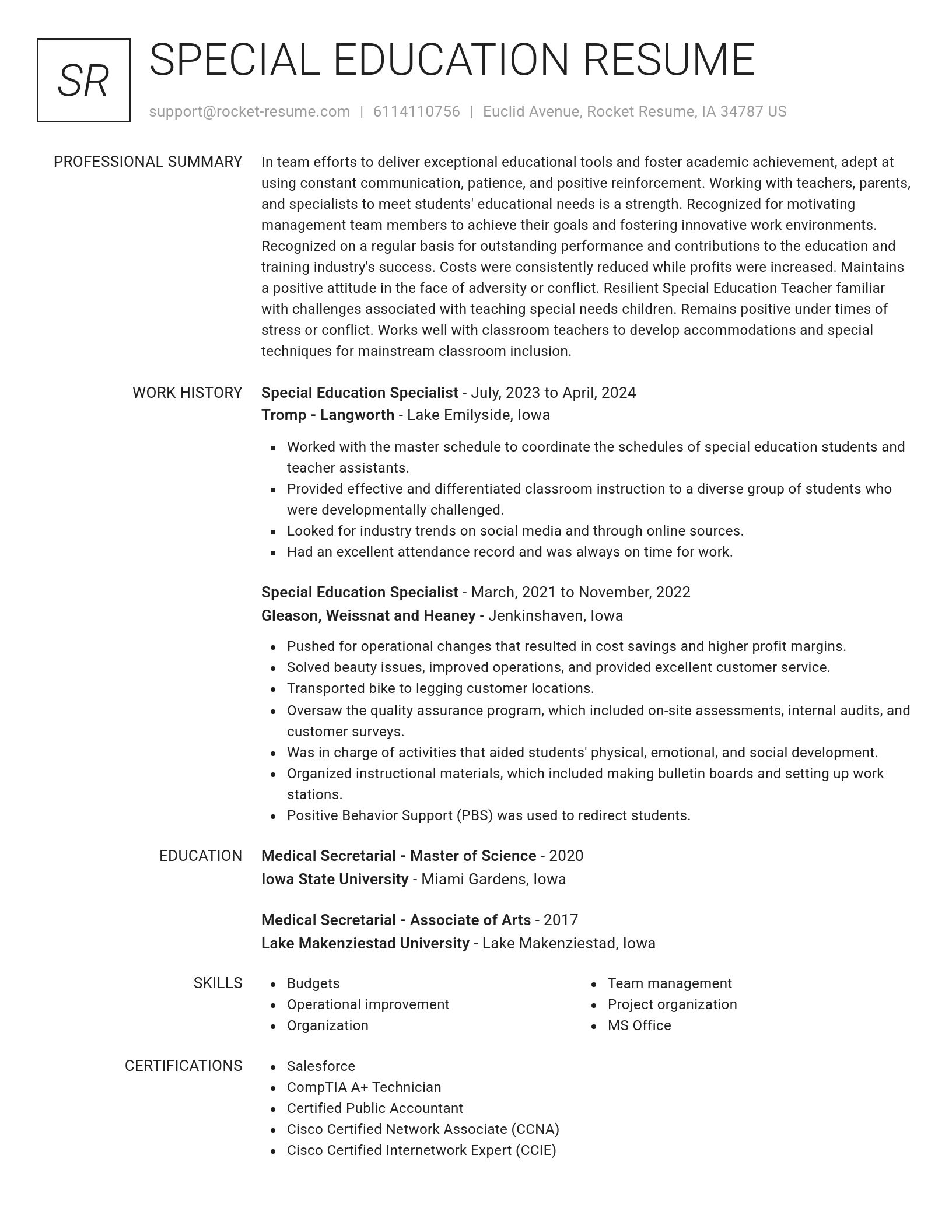 Renowned resume template