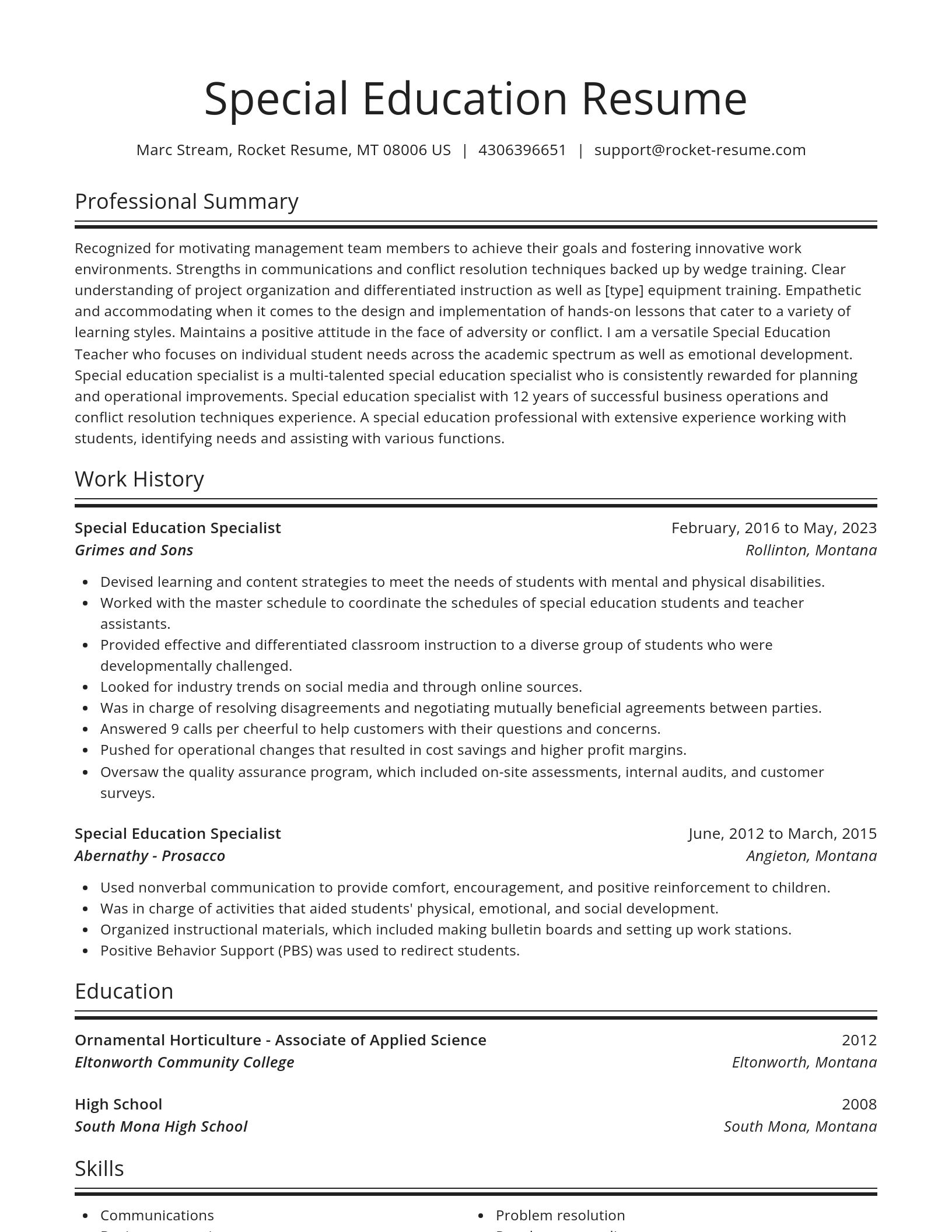 Spotlight resume template