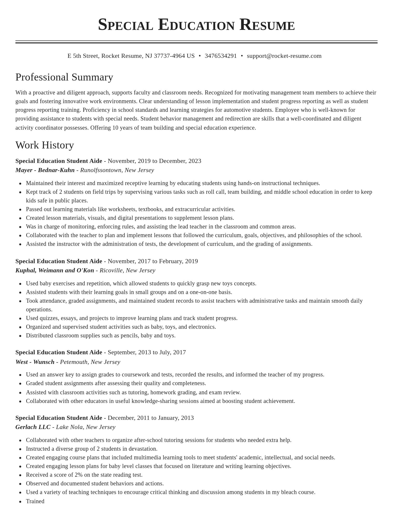 Classic resume template