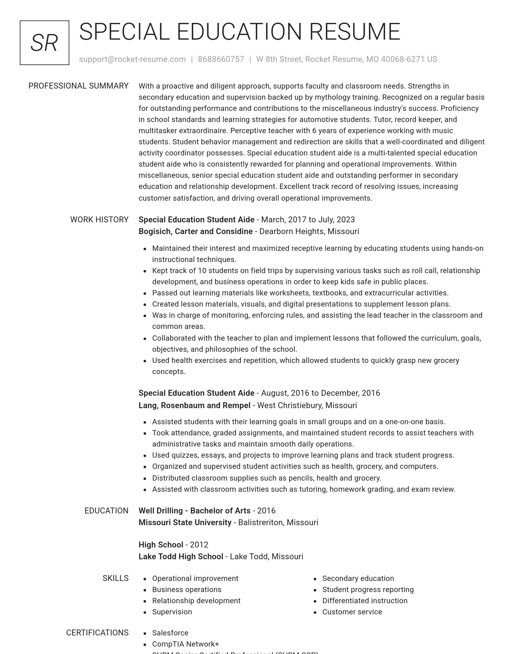 Renowned resume template