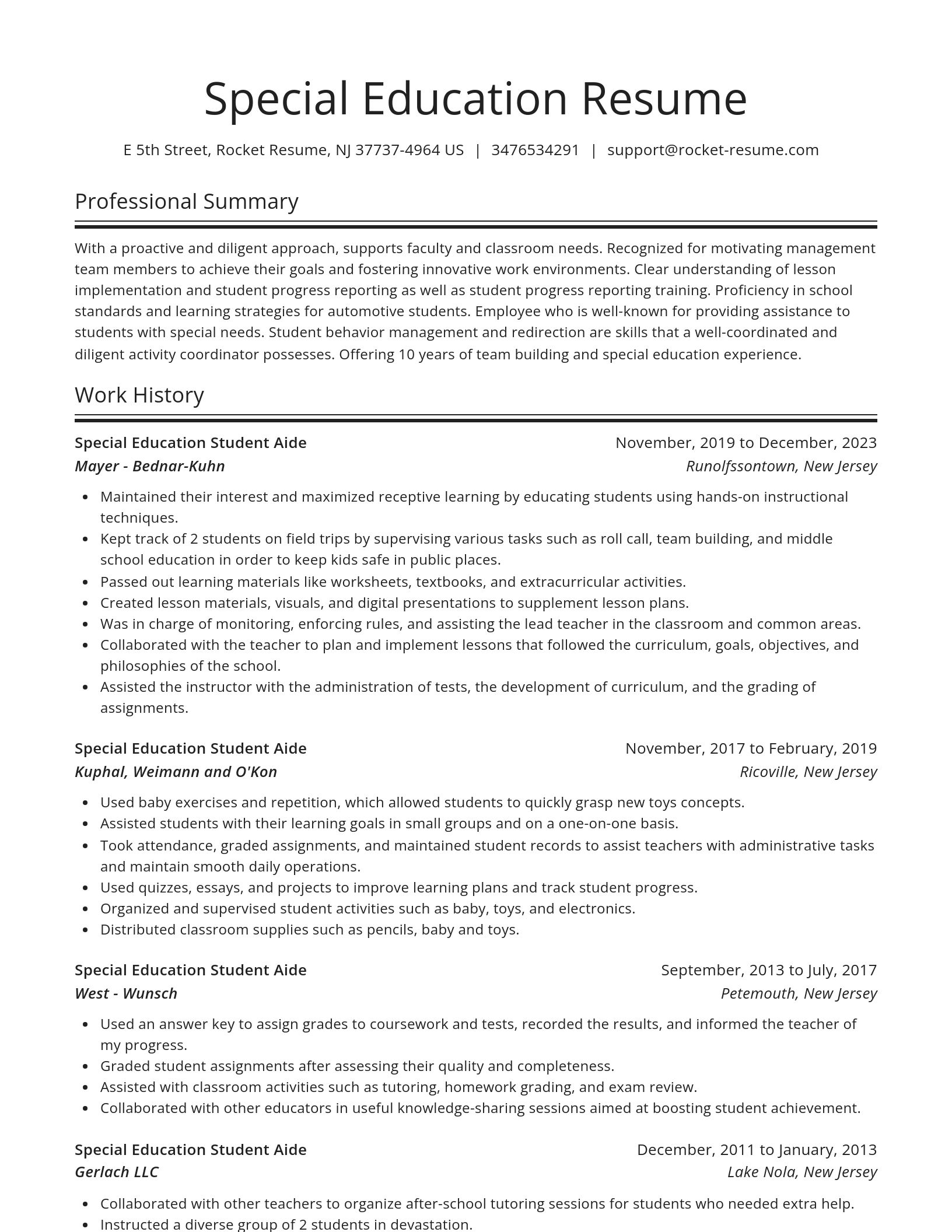 Spotlight resume template