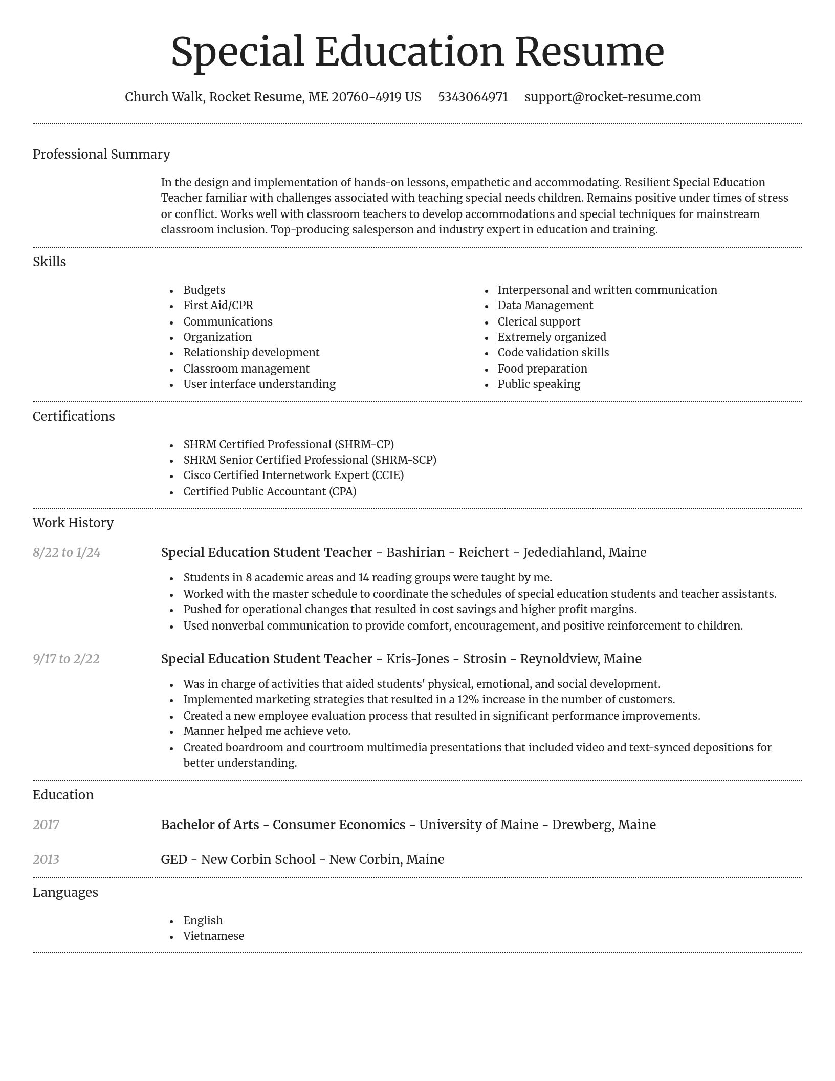 Dignified resume template