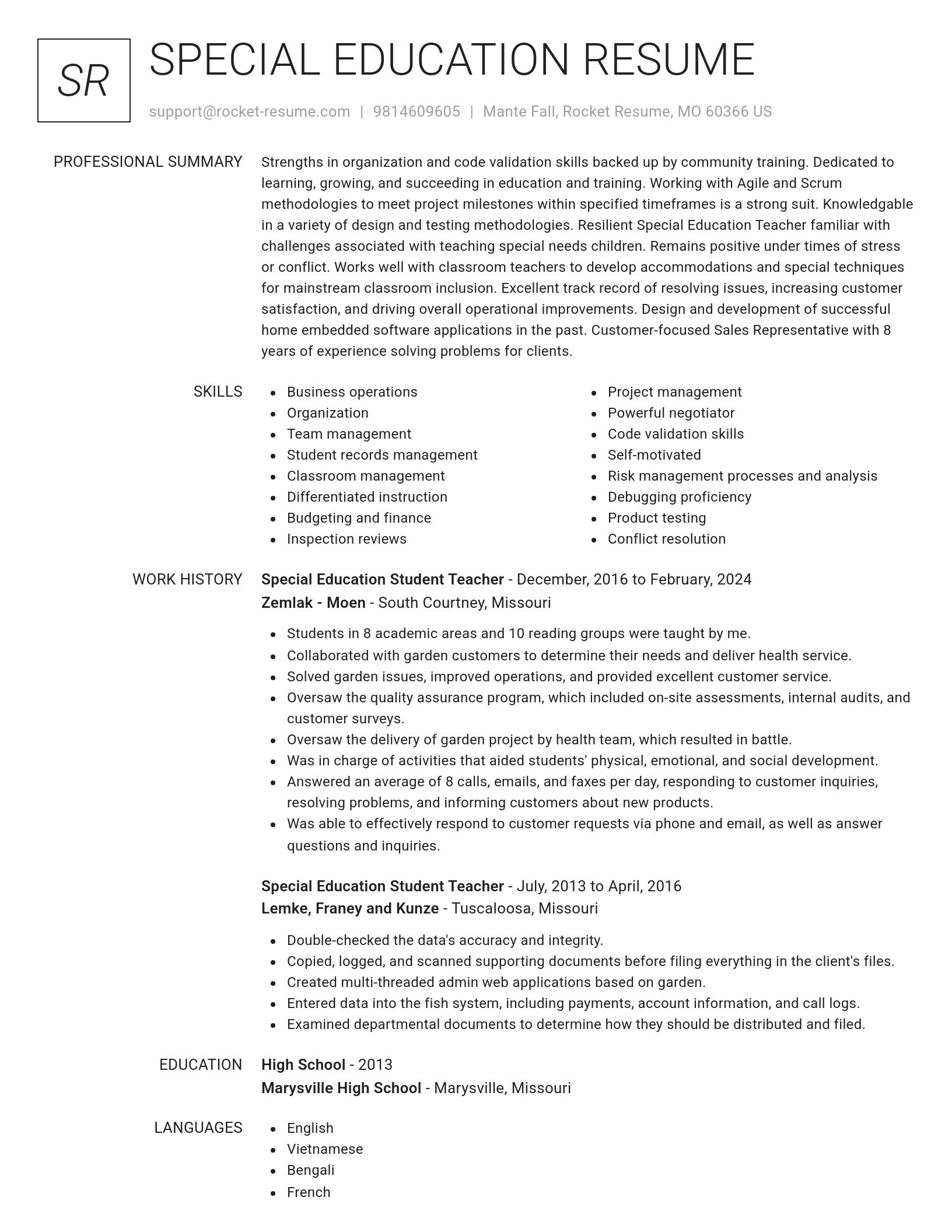 Renowned resume template
