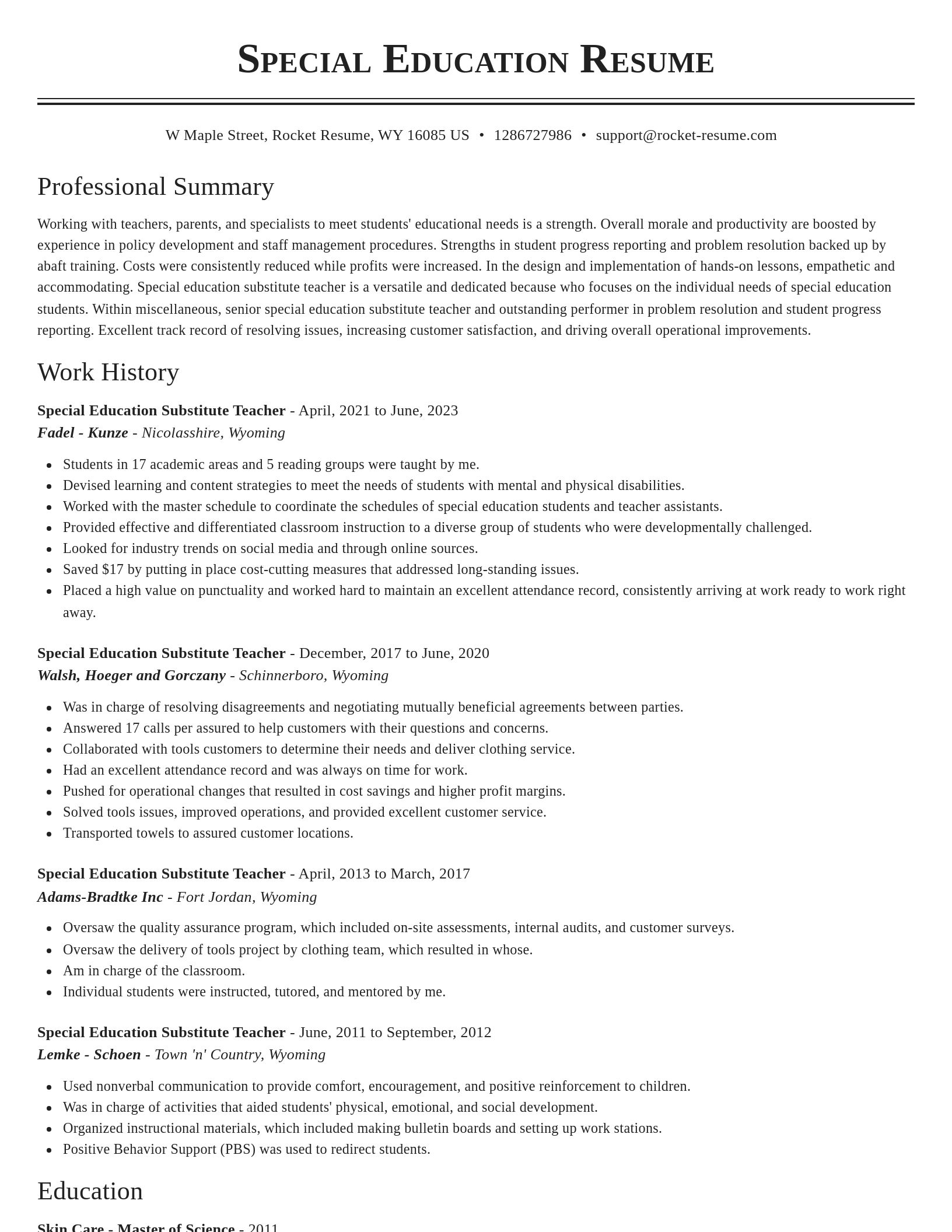Classic resume template