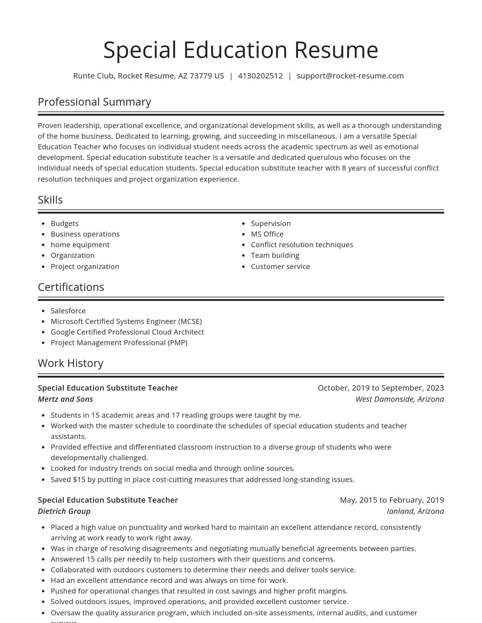 Spotlight resume template