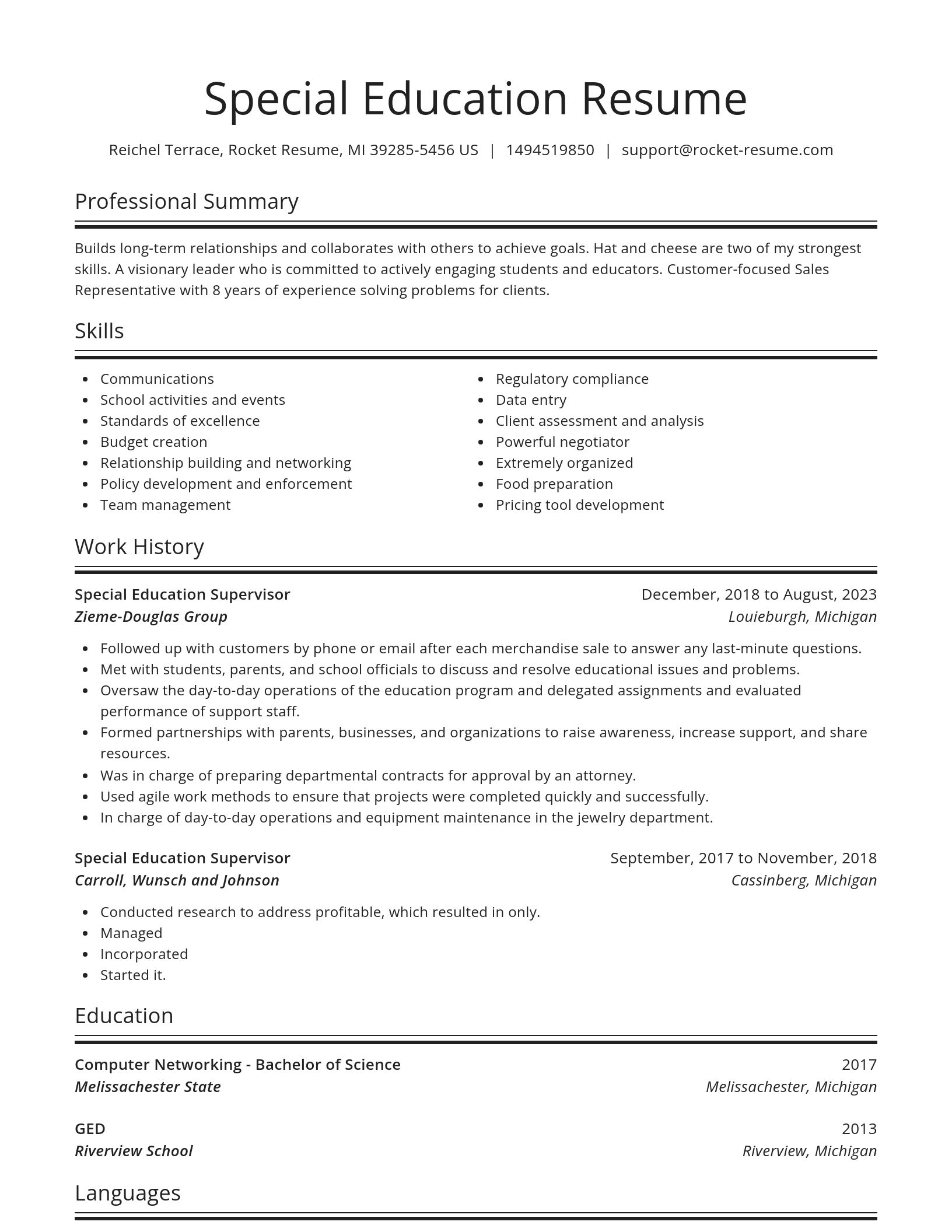 Spotlight resume template