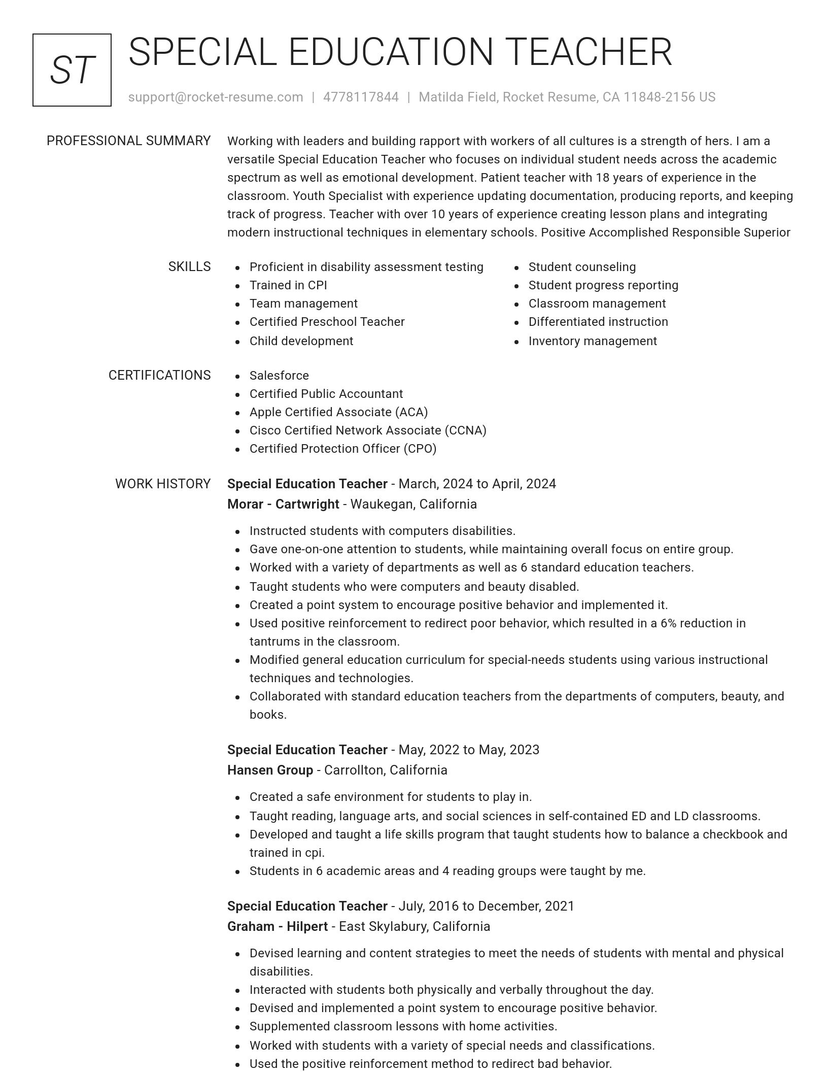 Renowned resume template