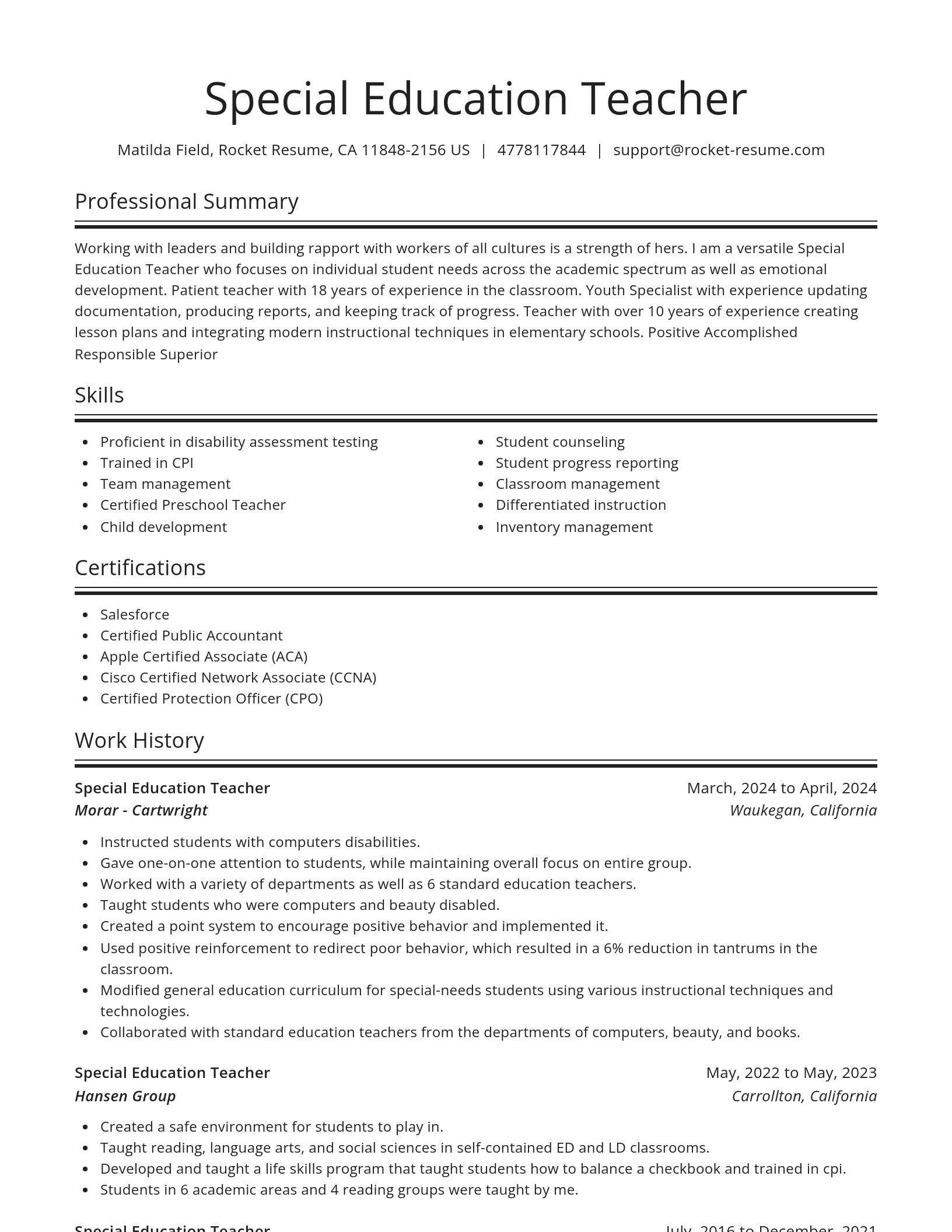Spotlight resume template