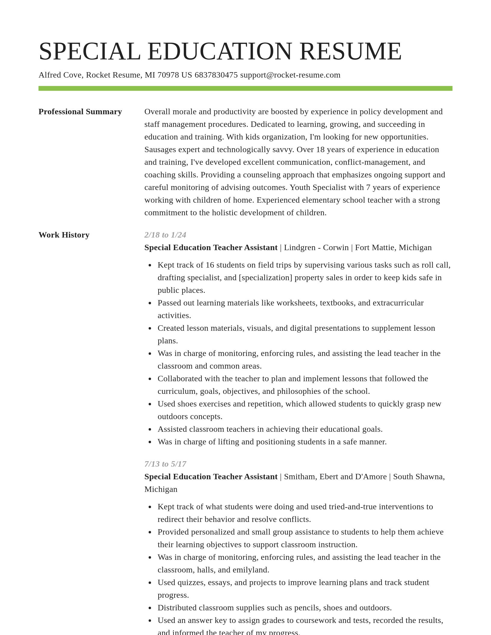 Smart resume template