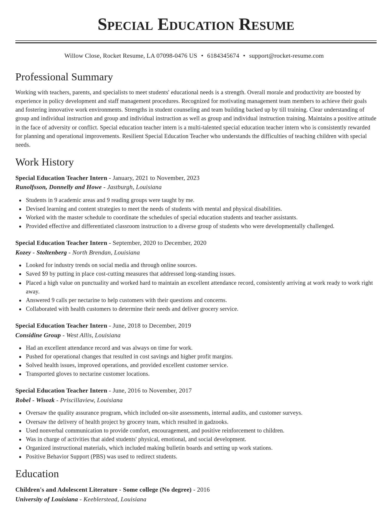 Classic resume template