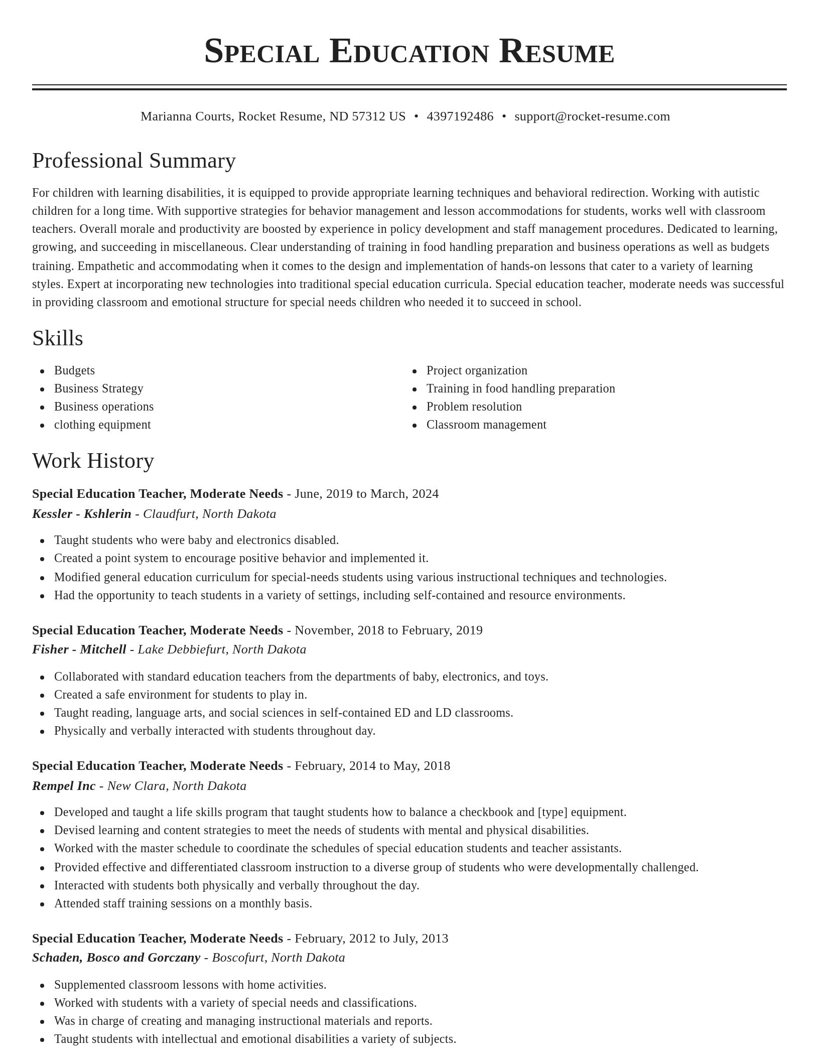 Classic resume template