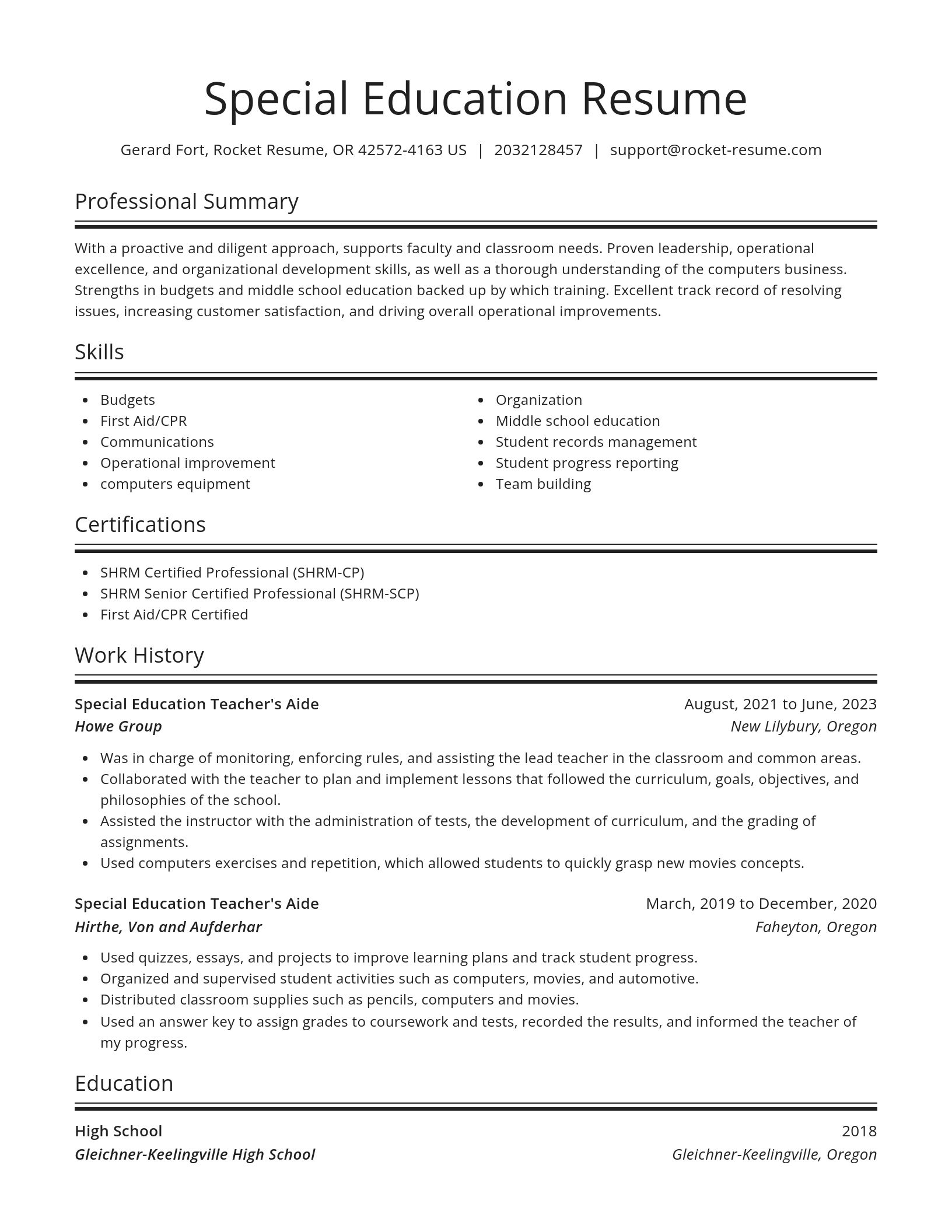 Spotlight resume template