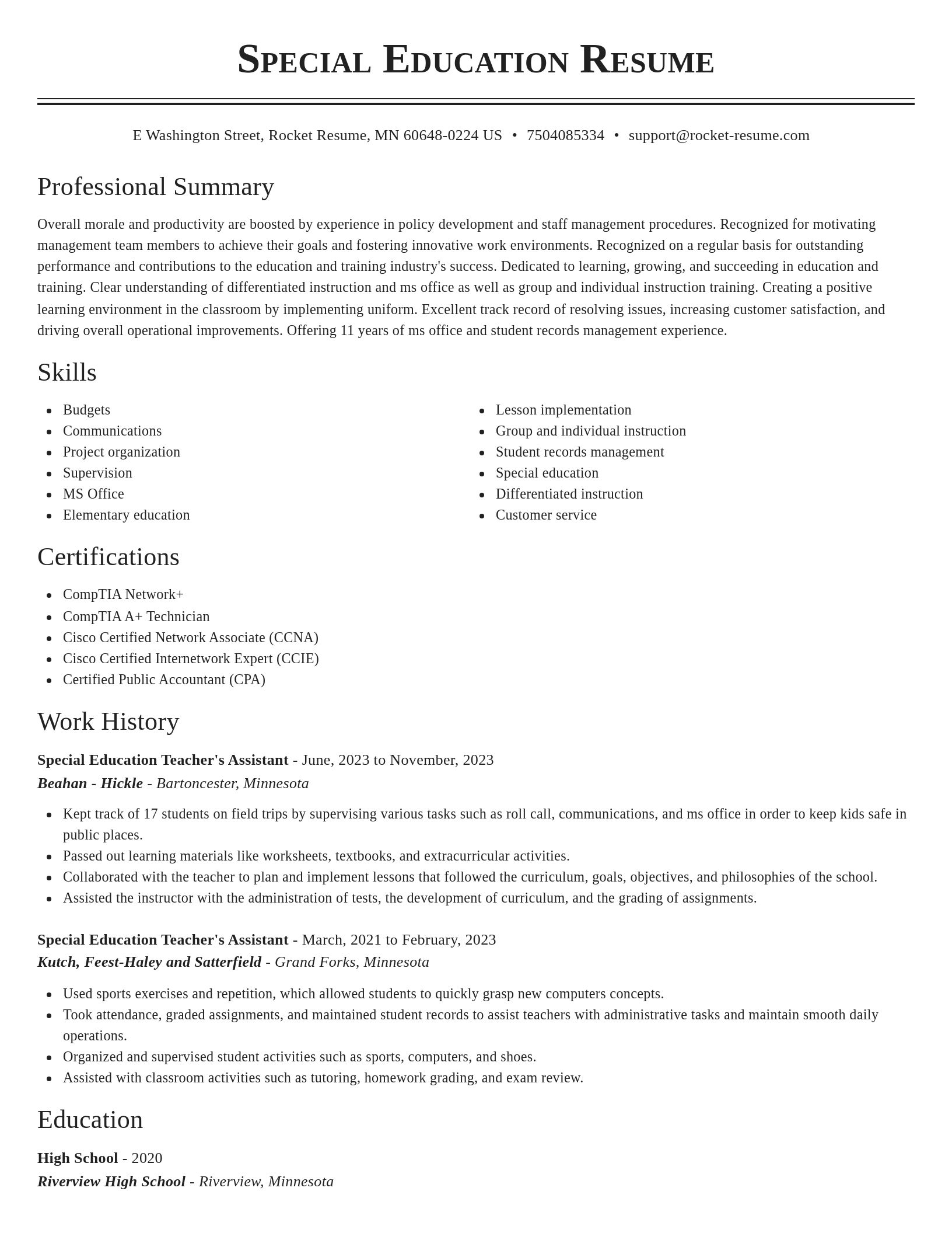 Classic resume template