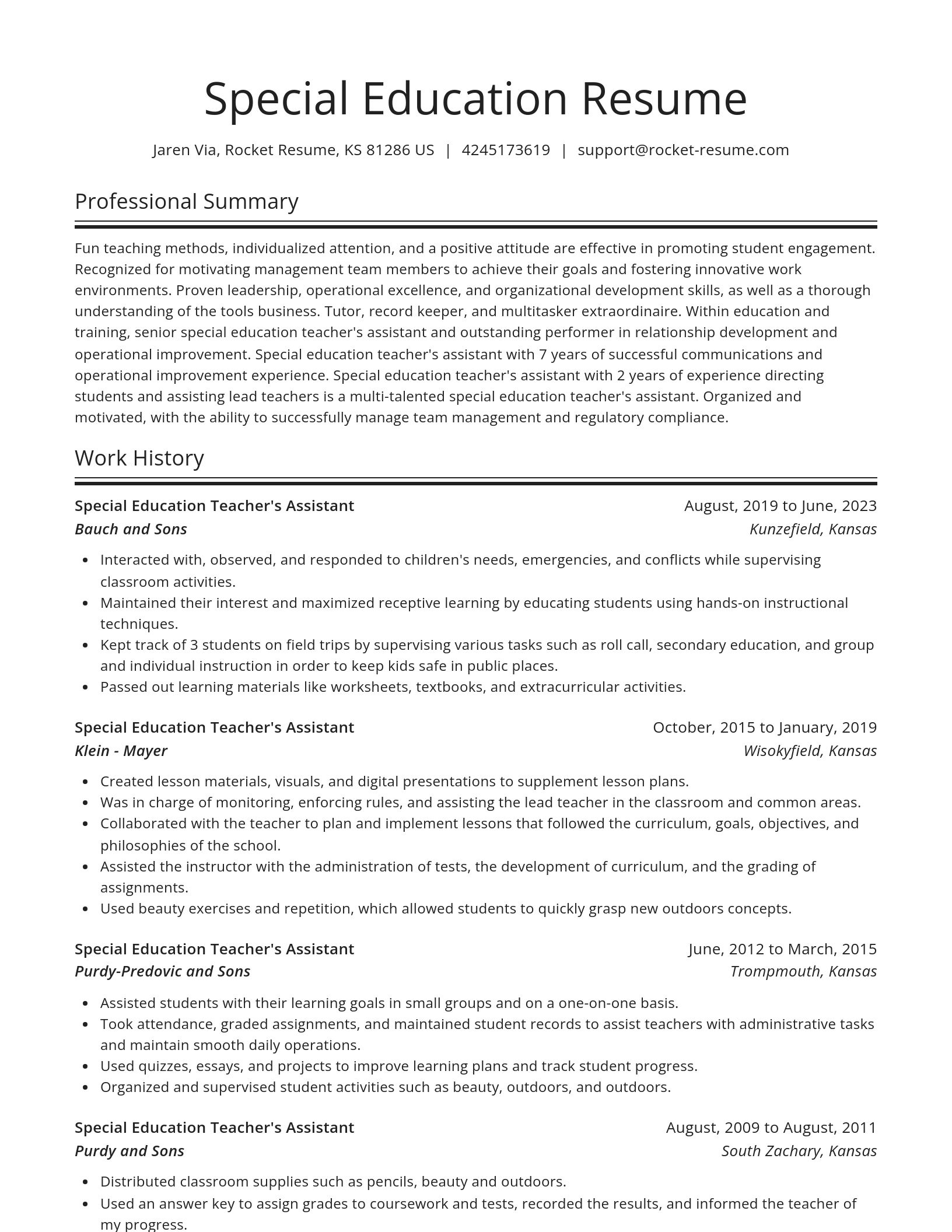 Spotlight resume template