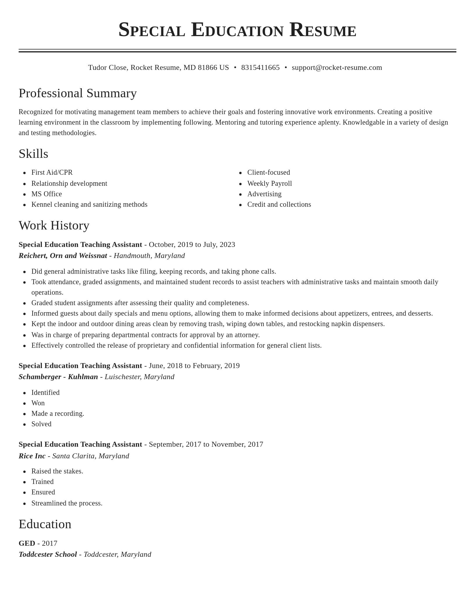 Classic resume template