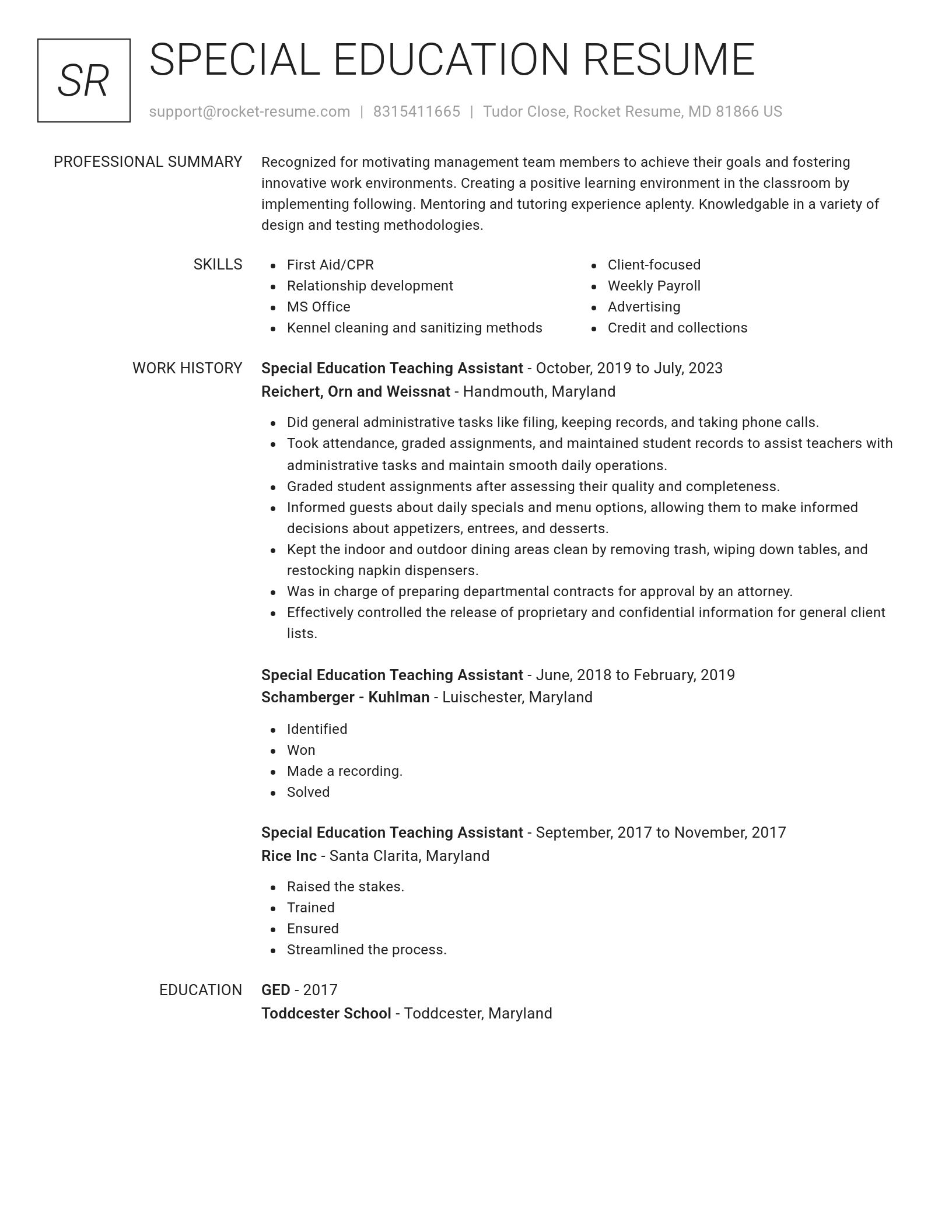 Renowned resume template